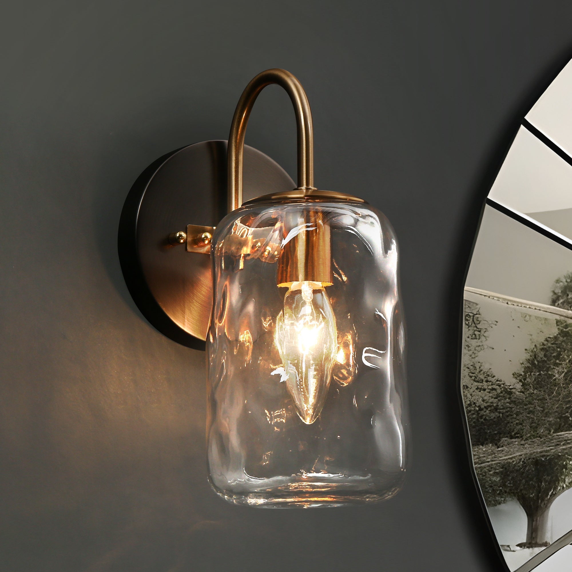 Erharting 1-Light Black and Gold Vanity Light
