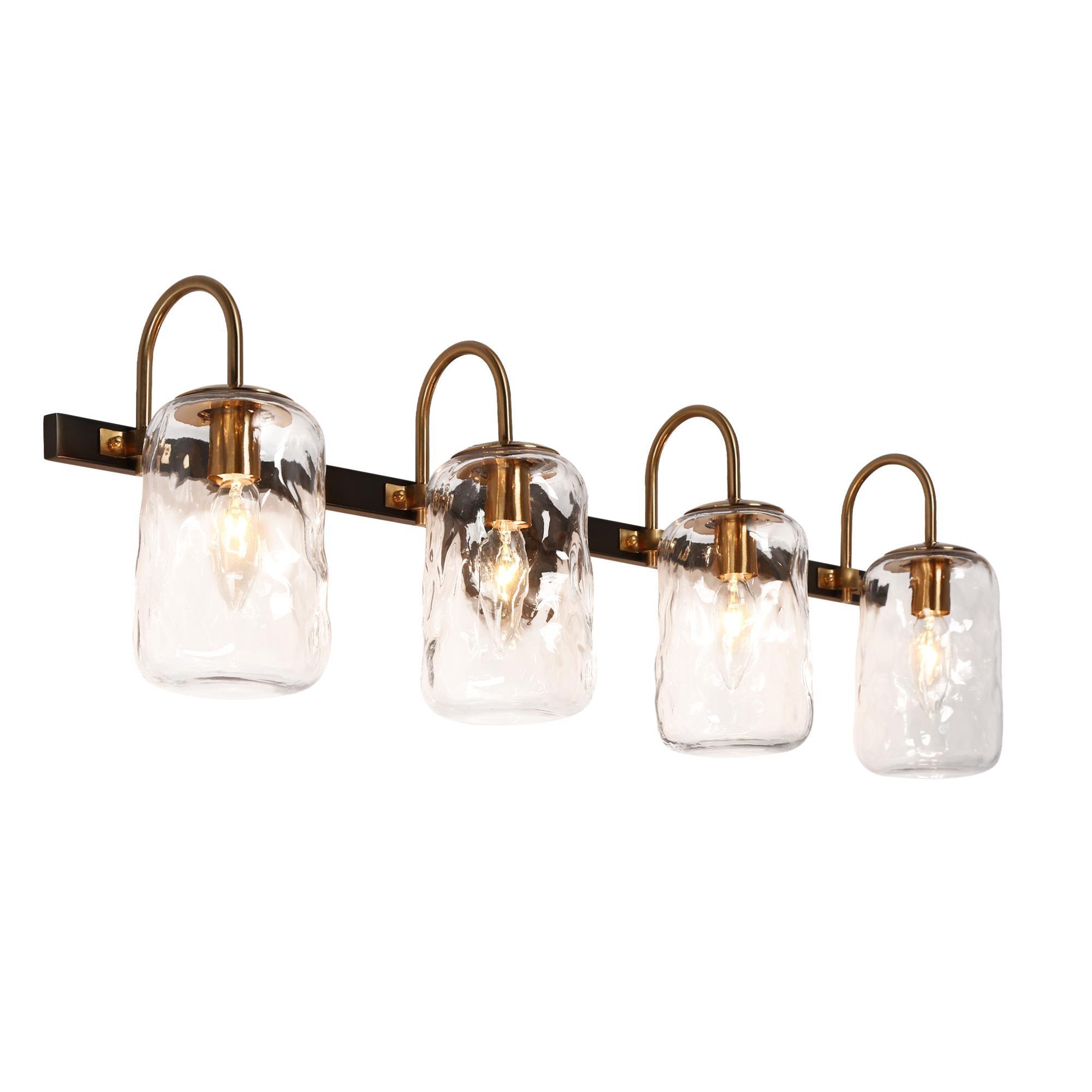 4-Light Bath Vanity Light Glass Wall Lights