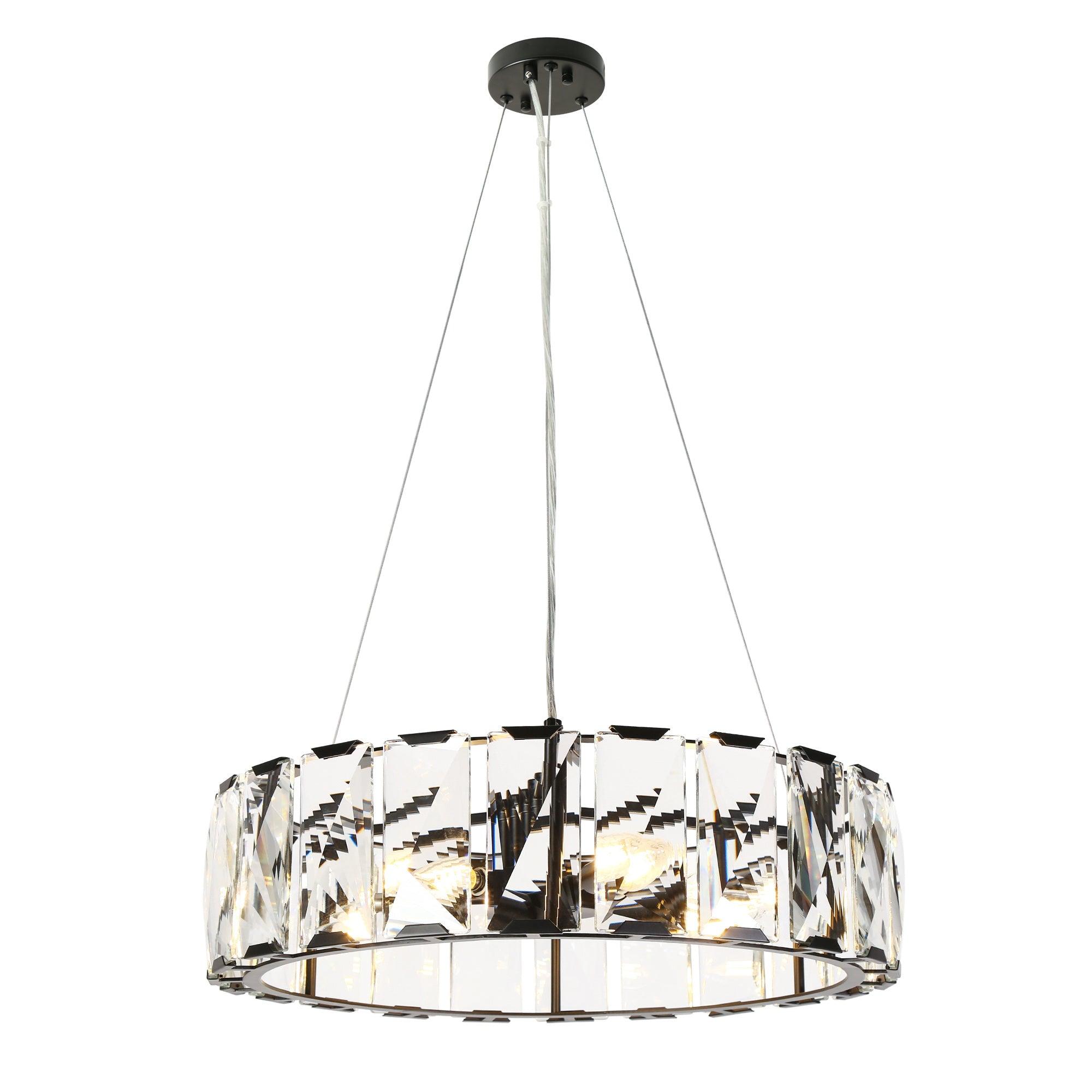 6-Light Black Crystal Chandeliers