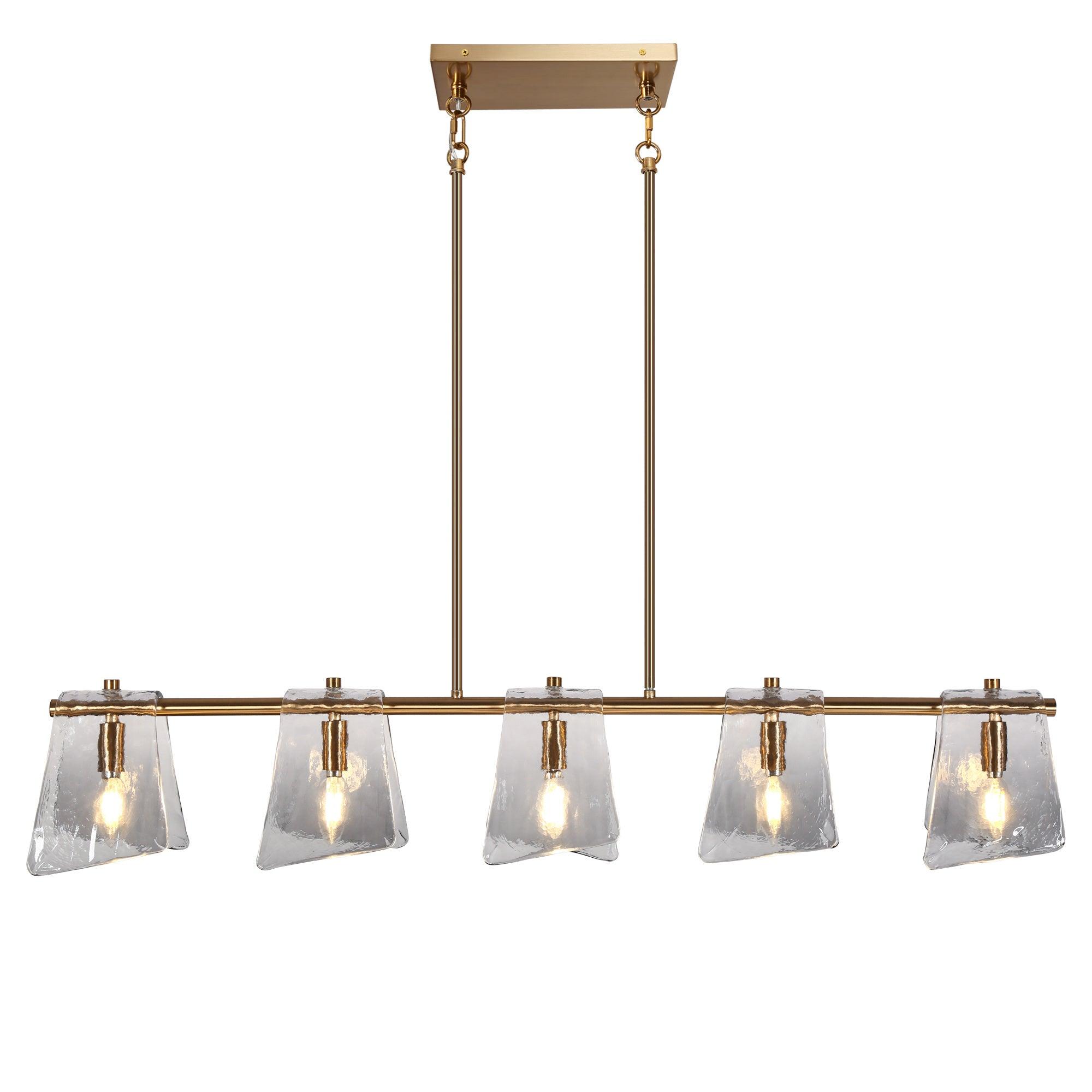 5-Light Glass Kitchen Island Linear Chandelier
