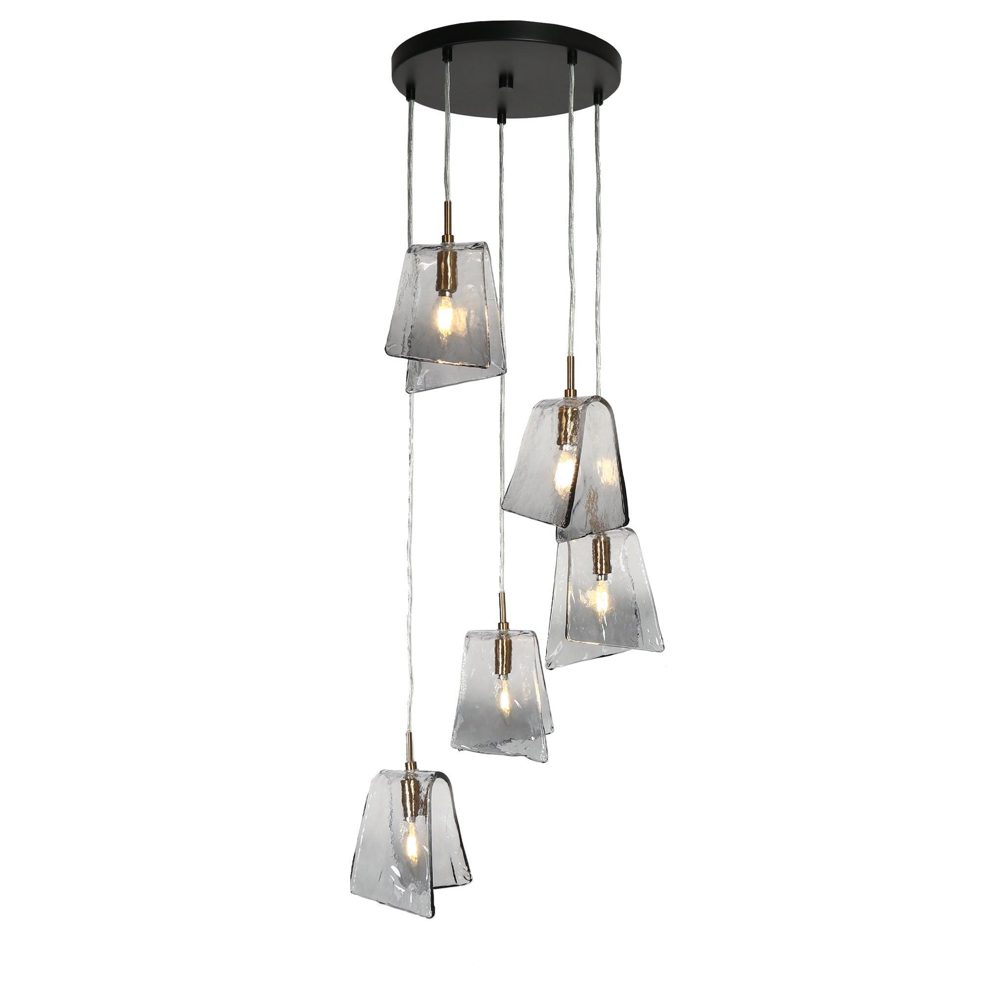 5-Light Glass Cluster Chandeliers Black