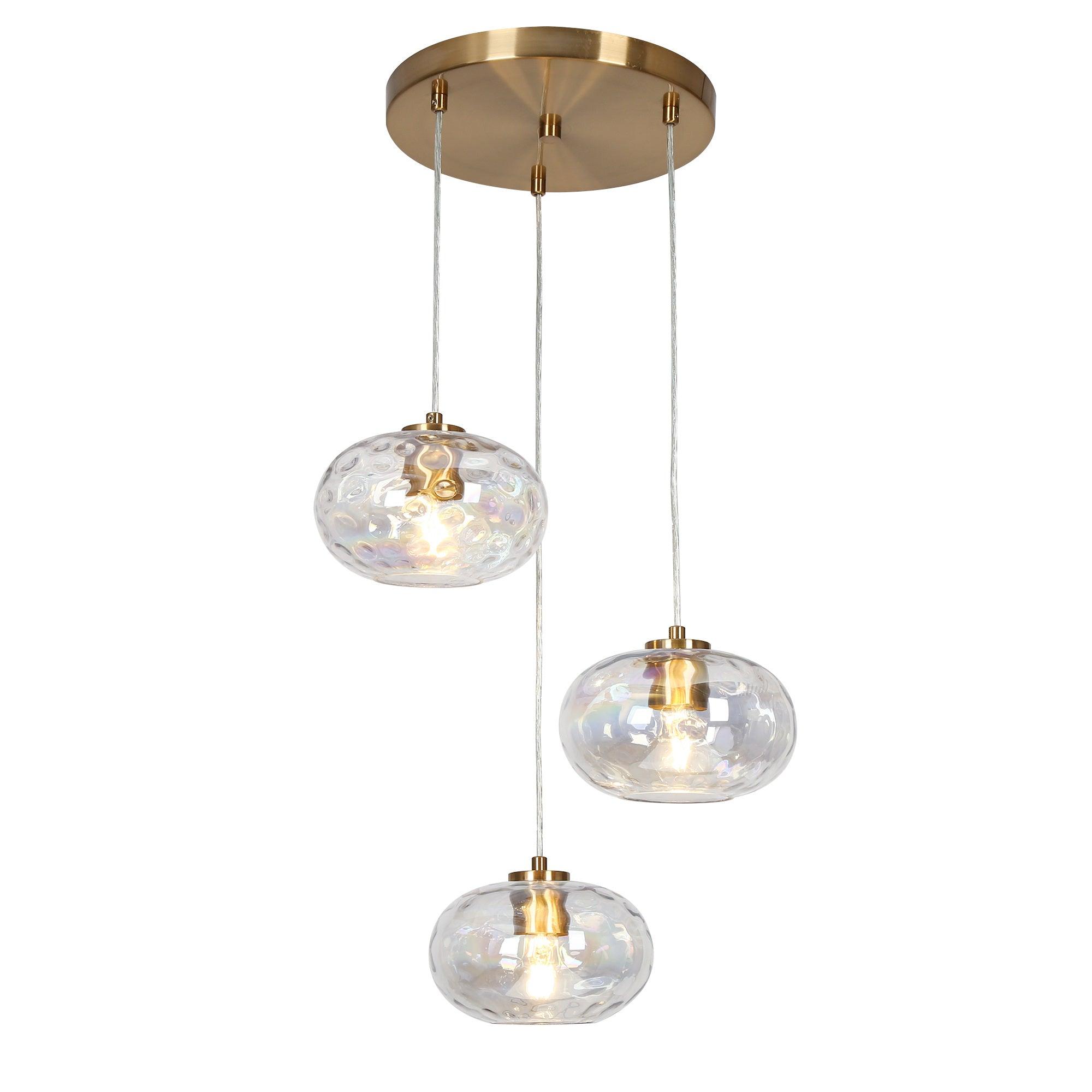 3-Light Colorful Glass Chandeliers Pendant Cluster