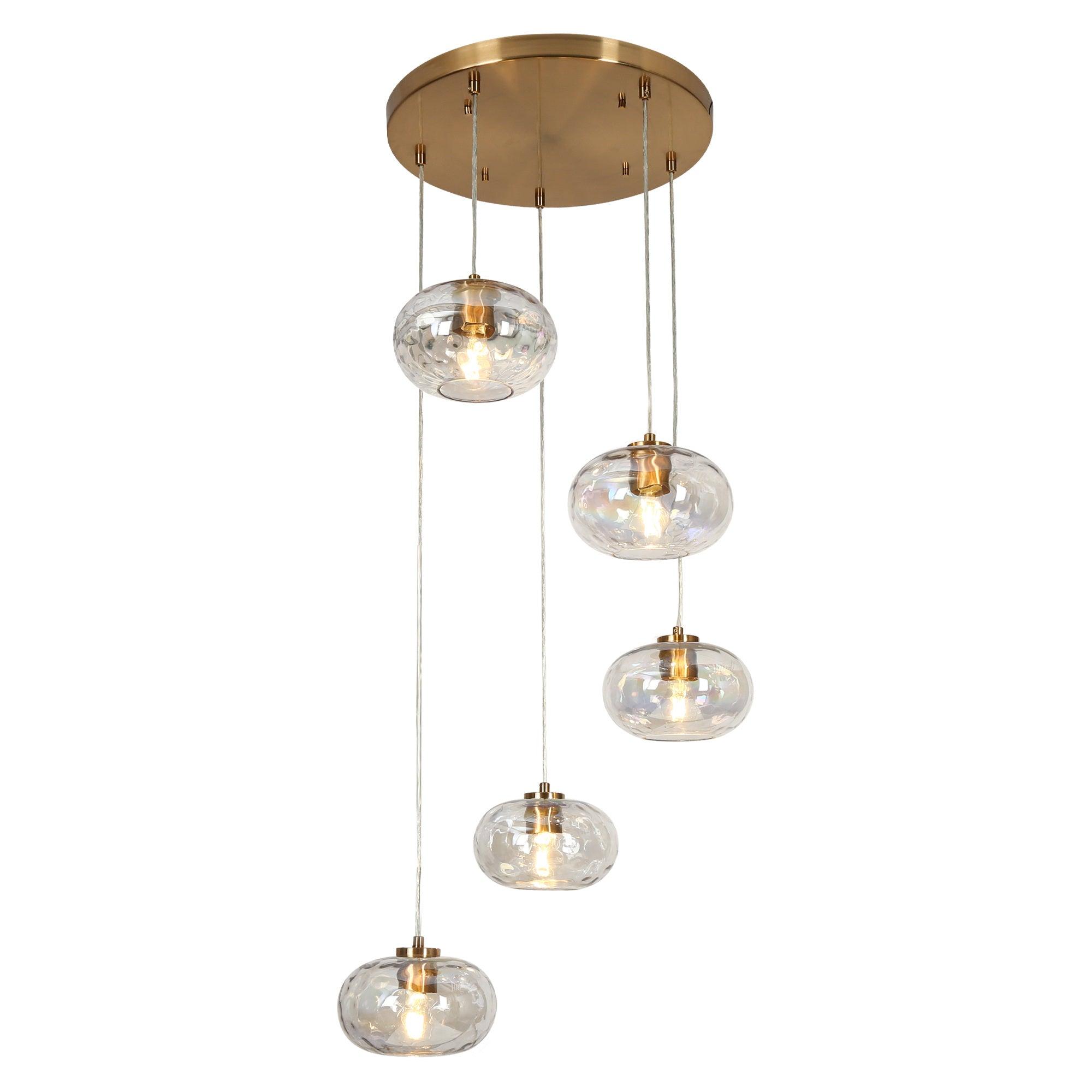 5-Light Colorful Glass Cluster Chandeliers