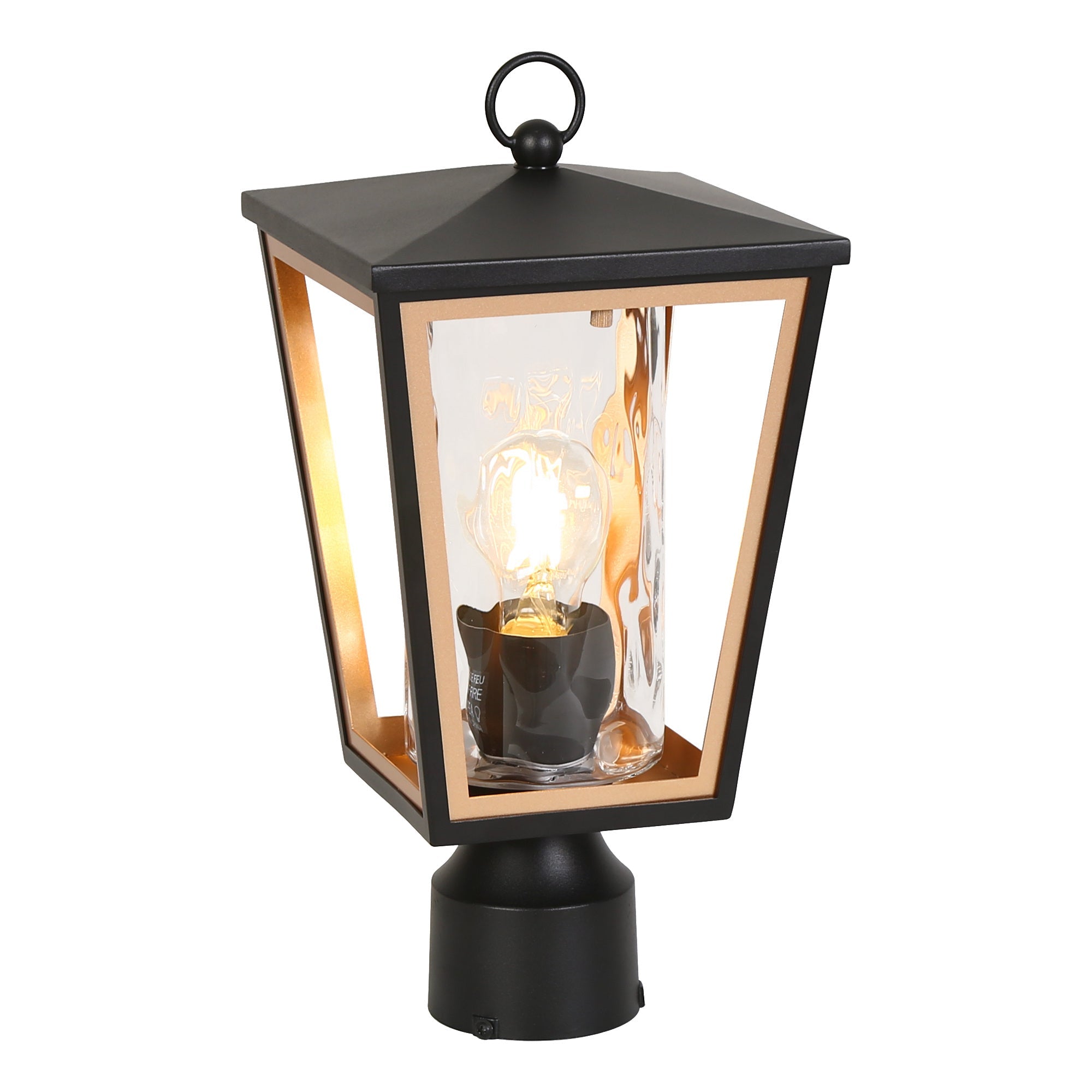 Urquhartmoji 15.7"H 1-Light Black and Gold Outdoor Post Light