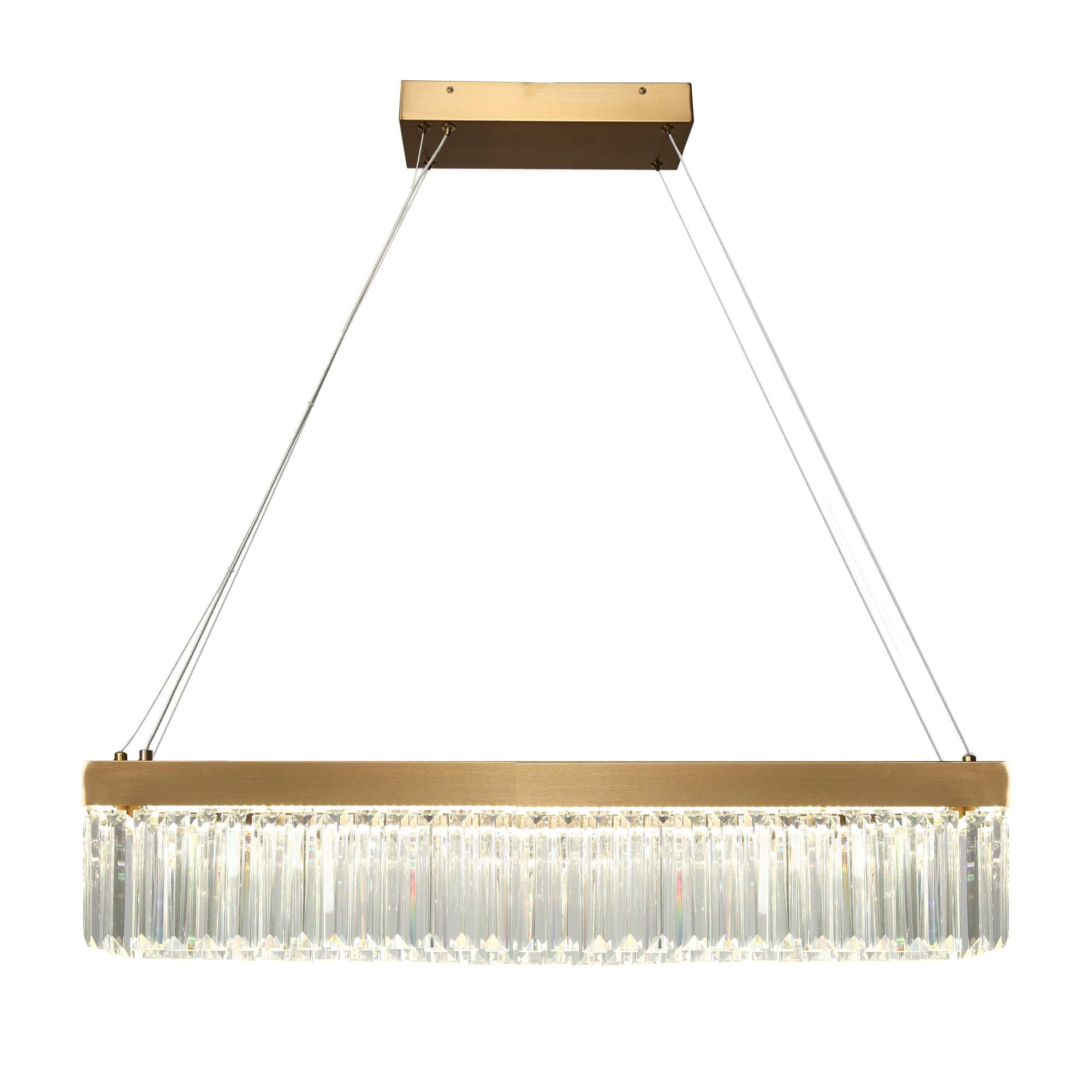 Gold Crystal LED Rectangular Kitchen Island Chandeliers