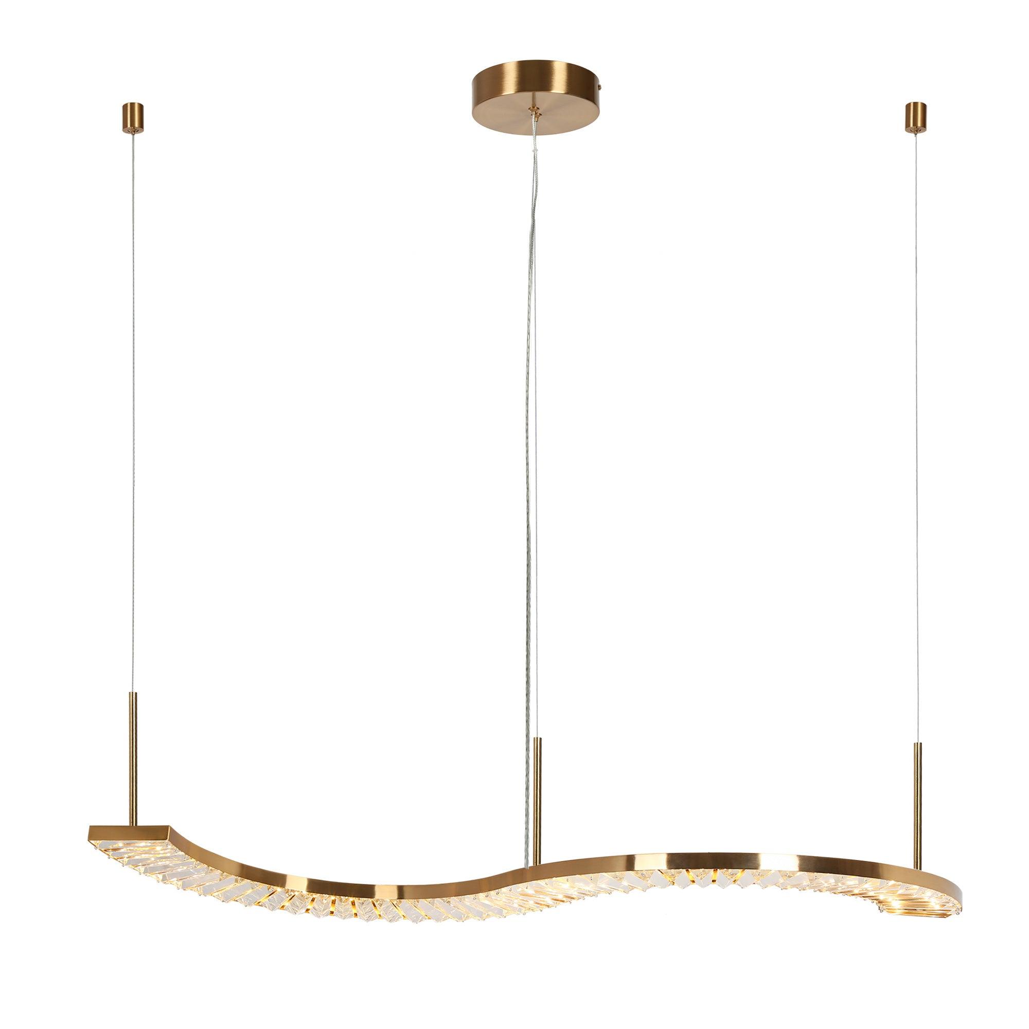 1-Light Gold Crystal LED Kitchen Island Chandeliers