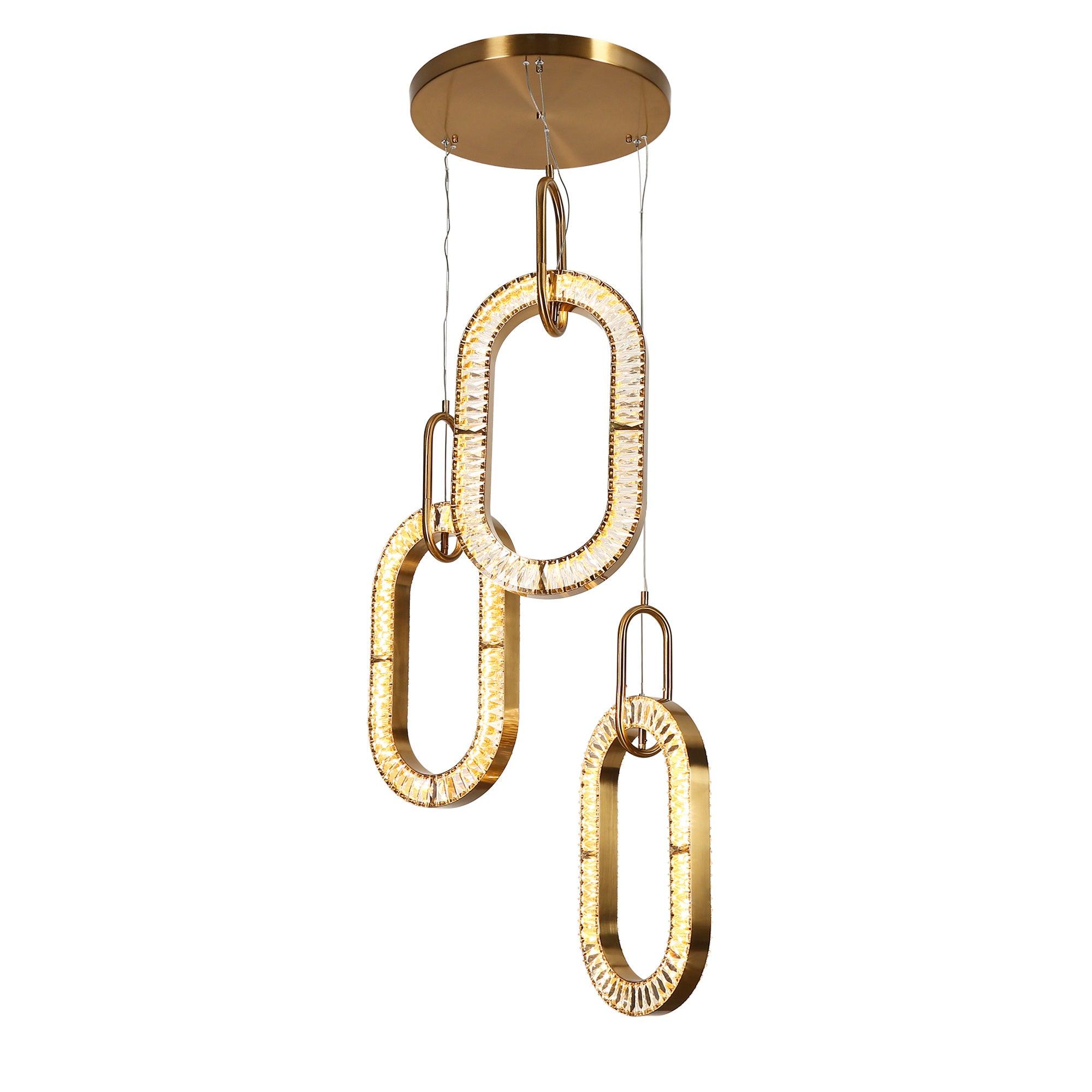 Gold Crystal Cluster LED Chandelier Pendant Lights