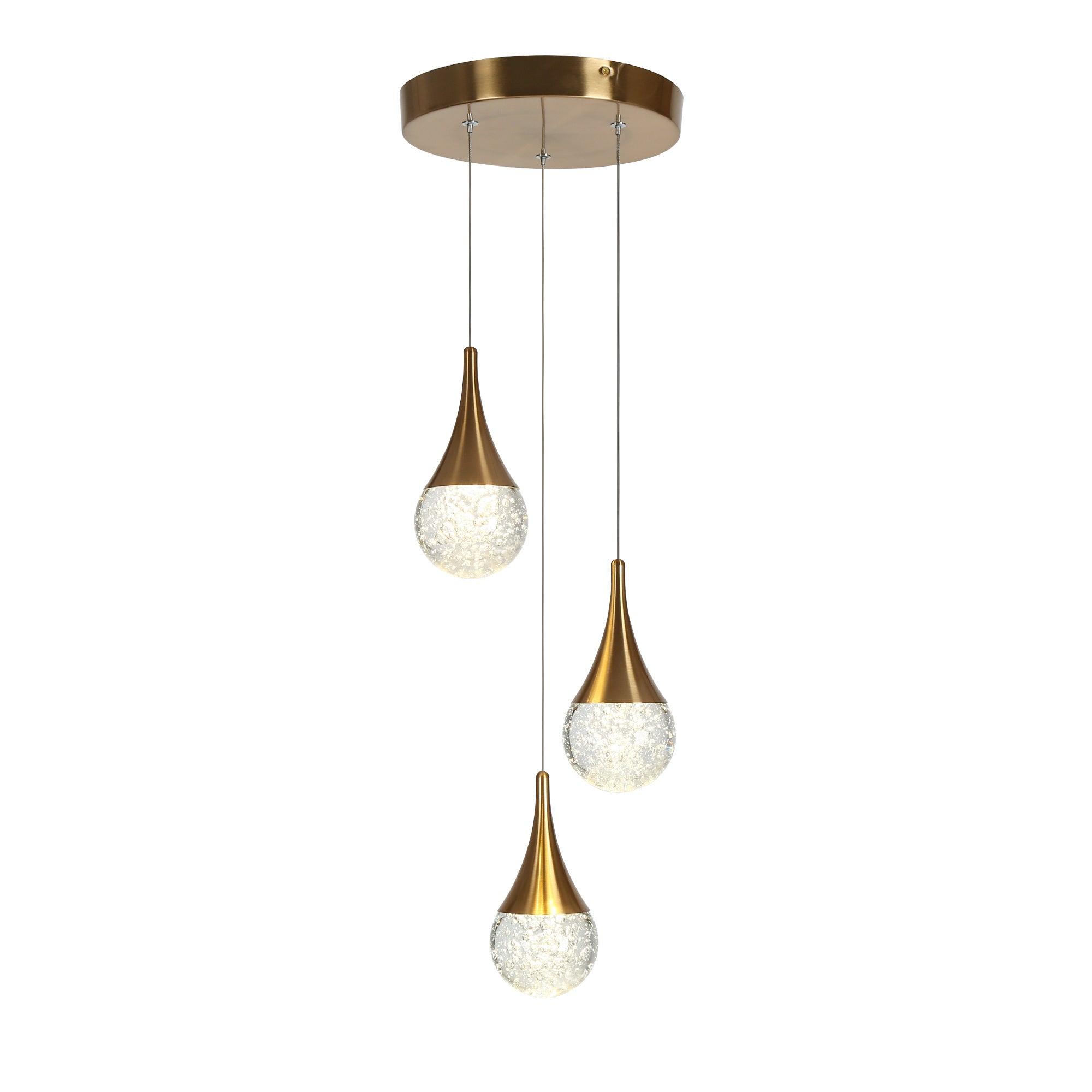 3-Light Crystal Cluster LED Chandelier Pendant Lights