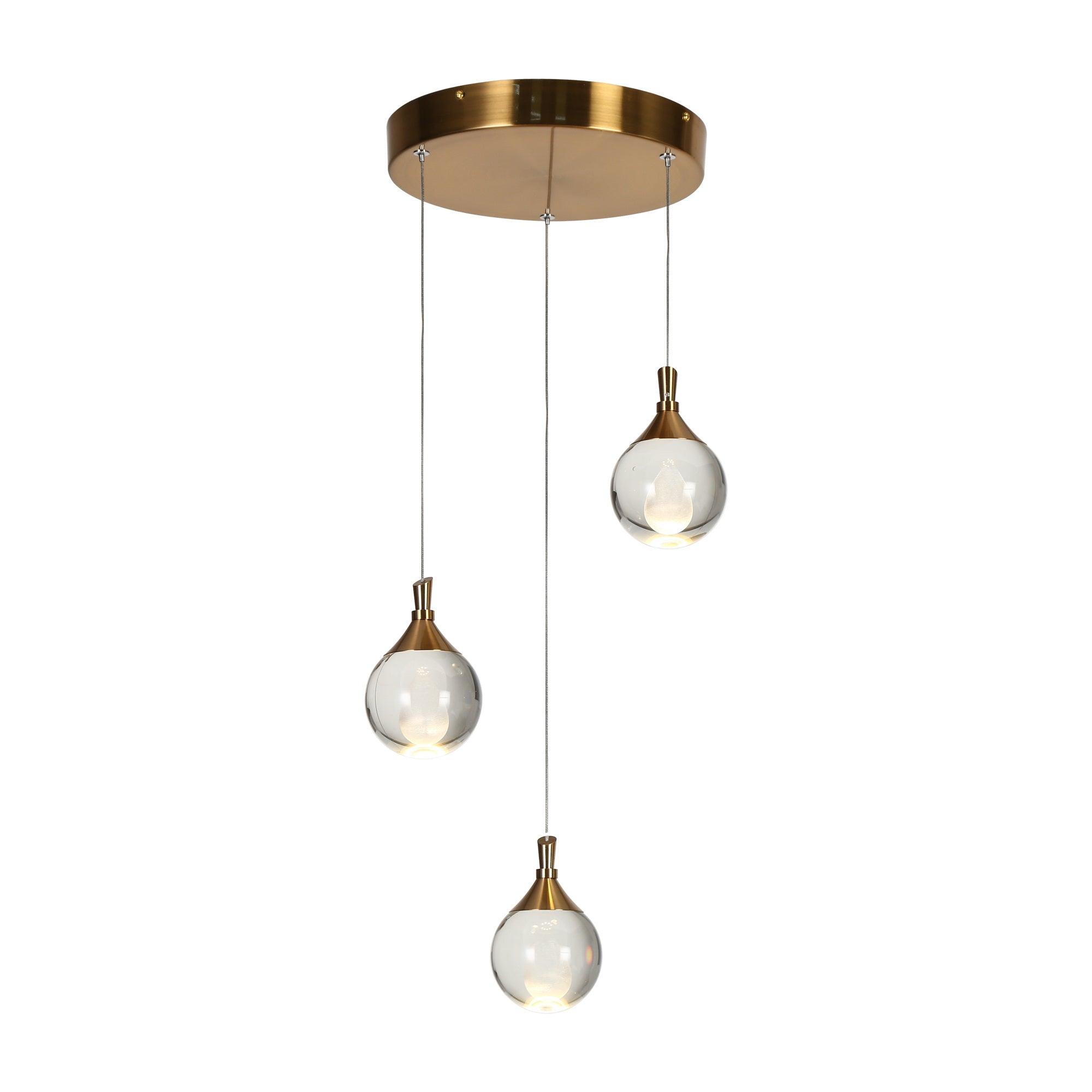 3-Light Crystal Cluster LED Chandelier Pendant Lights