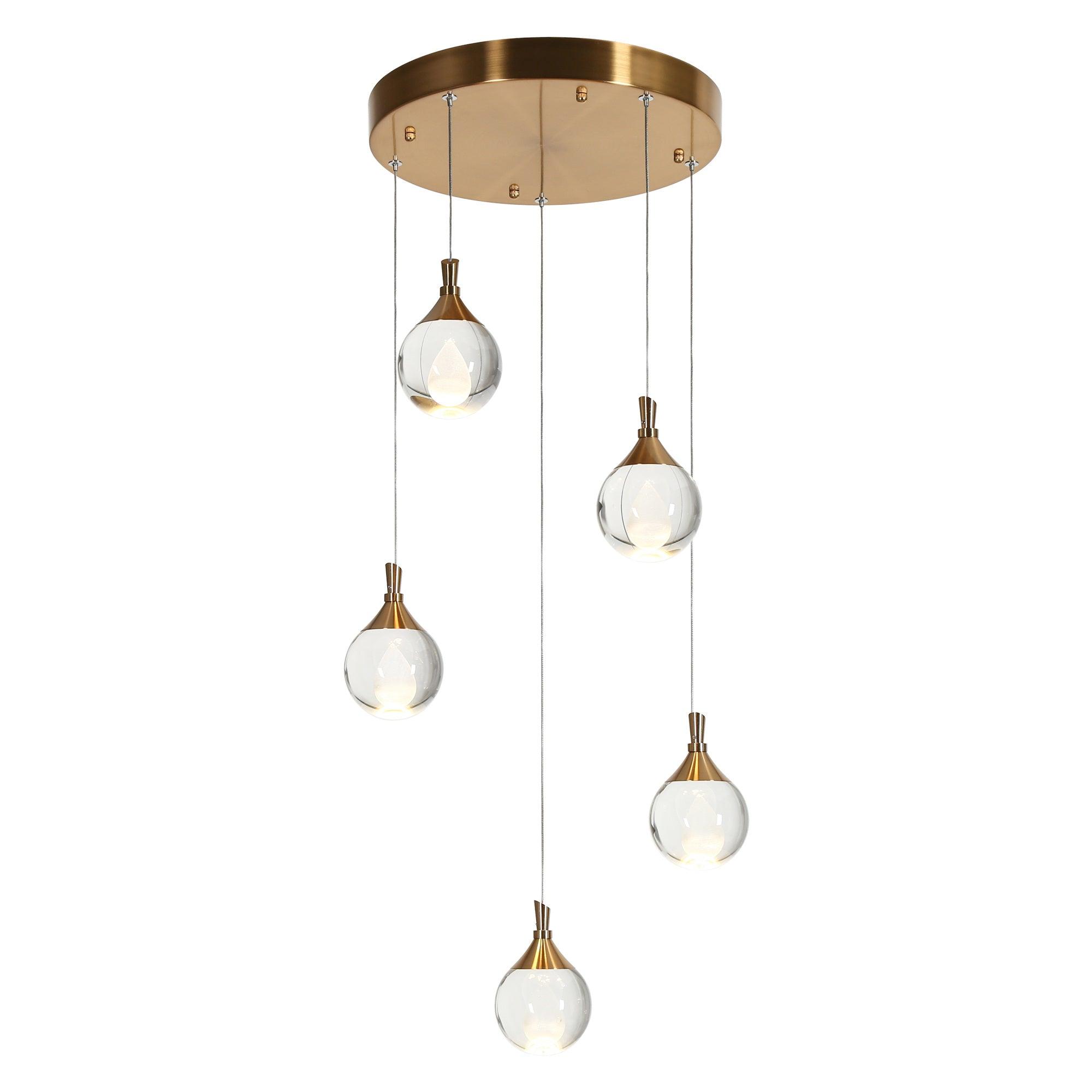 5-Light Crystal Cluster LED Chandelier Pendant Lights
