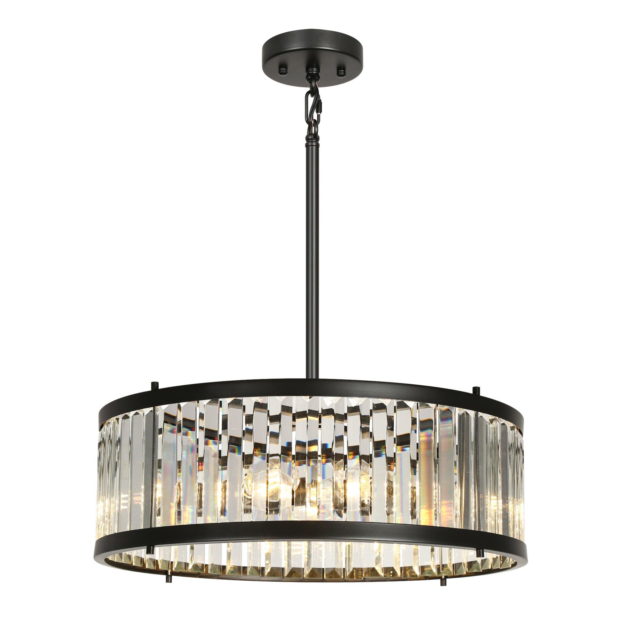 6-Light Drum Crystal Chandeliers