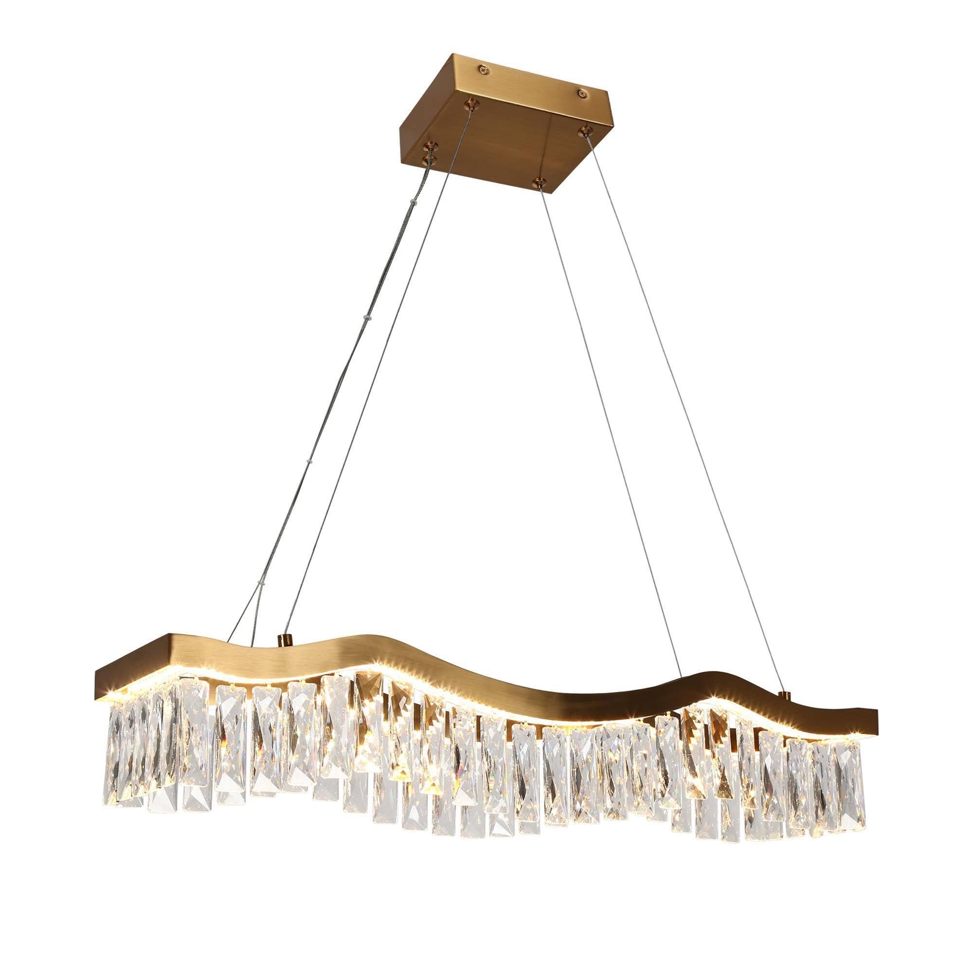 1-Light LED Gold Crystal Island Chandeliers Lights