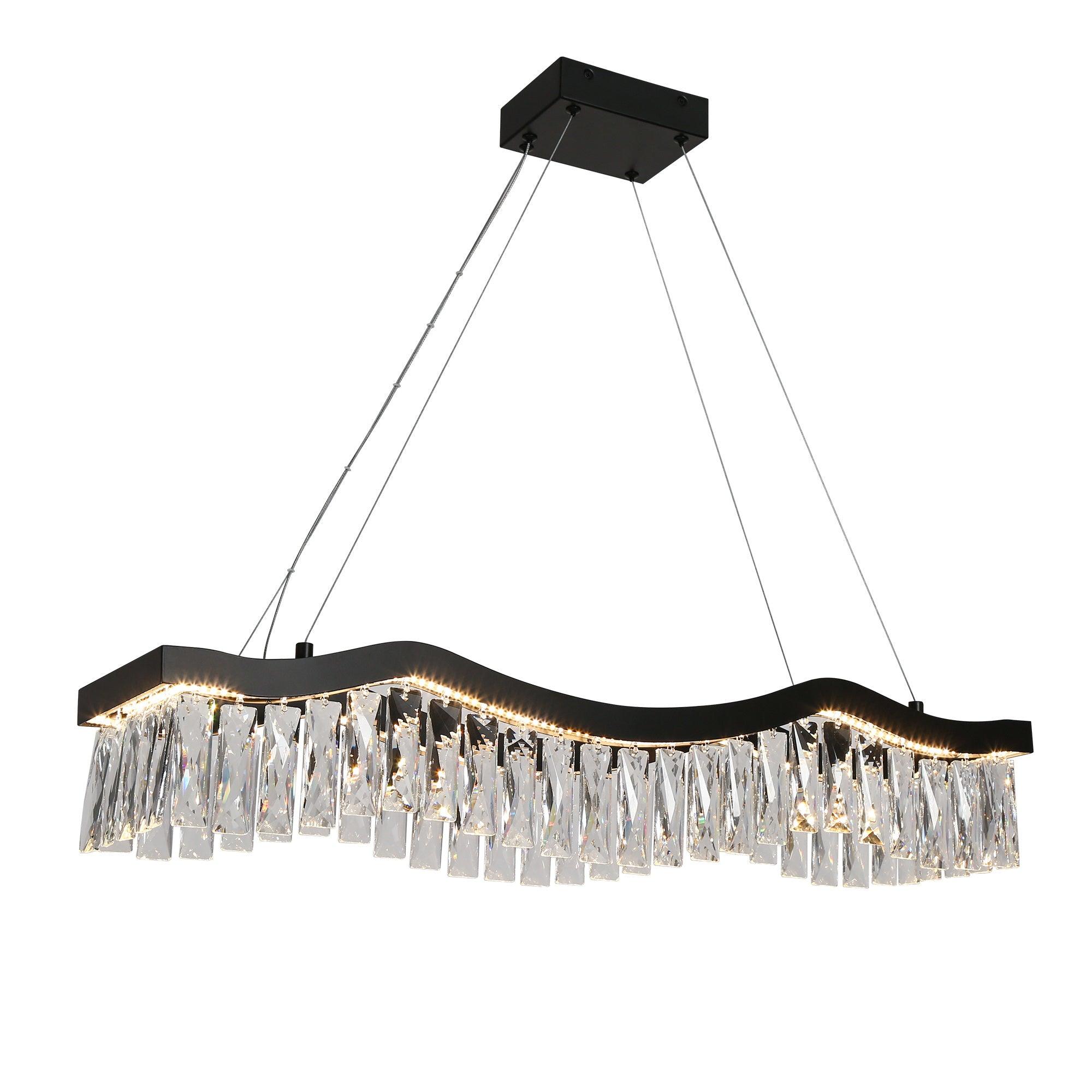 1-Light LED Black Crystal Island Chandeliers Lights