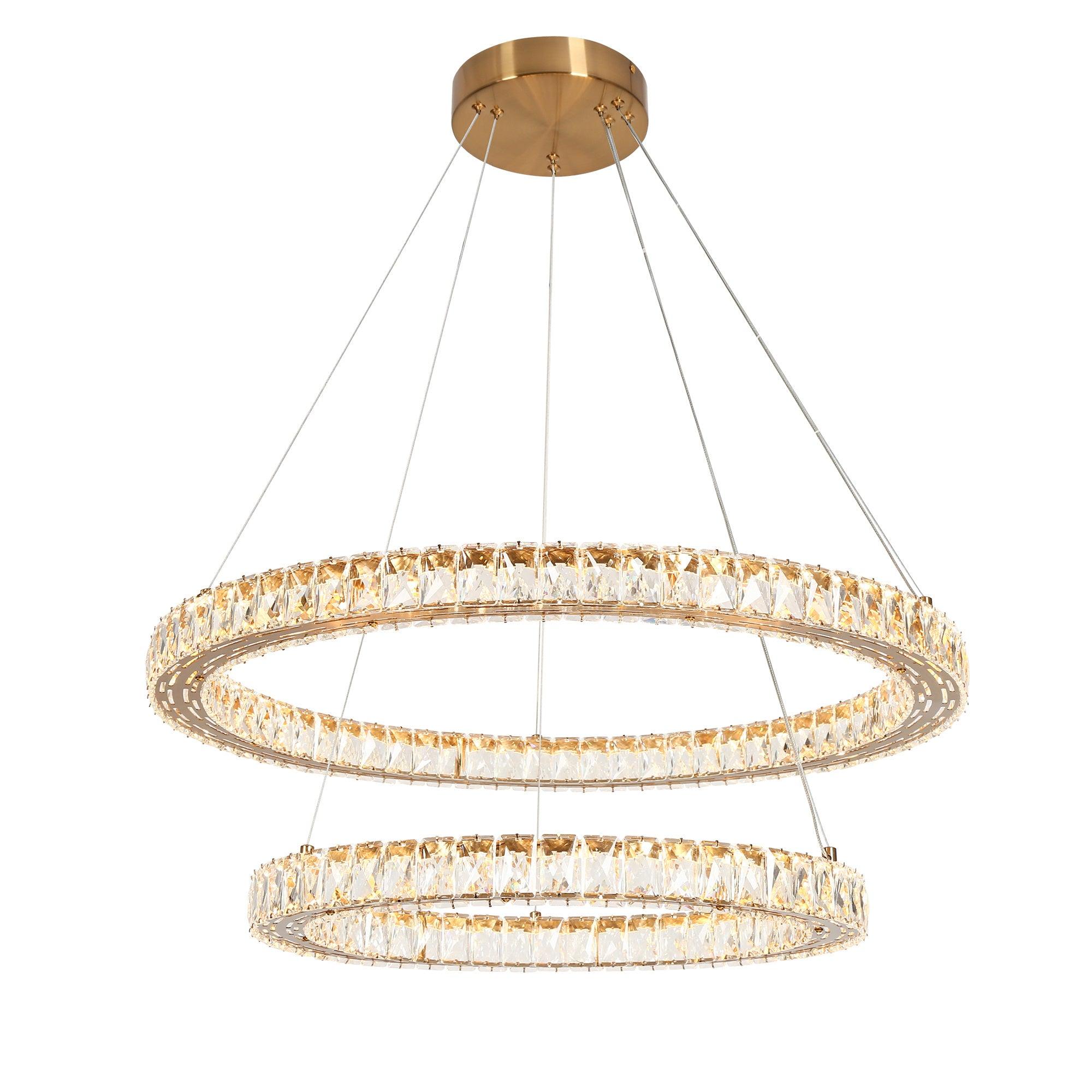 2-Light LED Crystal 2-Tier Chandeliers