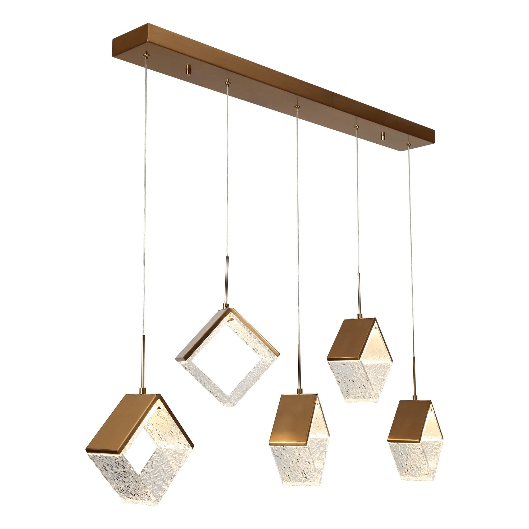 5-Light LED Large Linear Kitchen Island Chandelier
