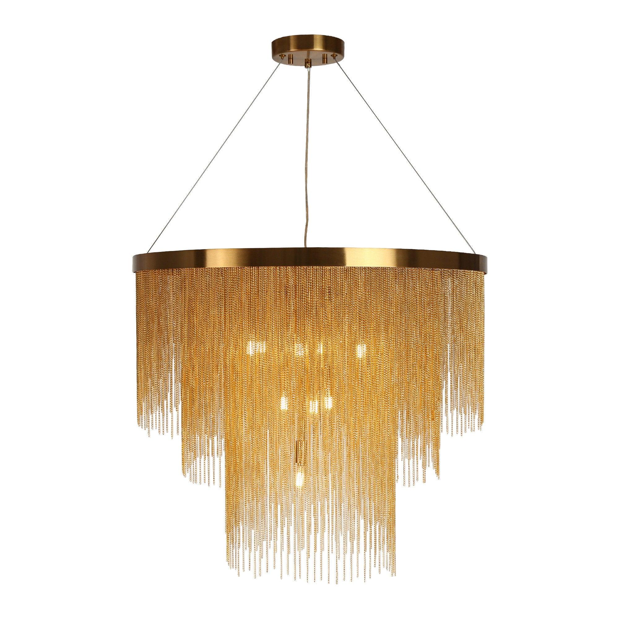 10-Light Glam Chandeliers with Aluminum Chains