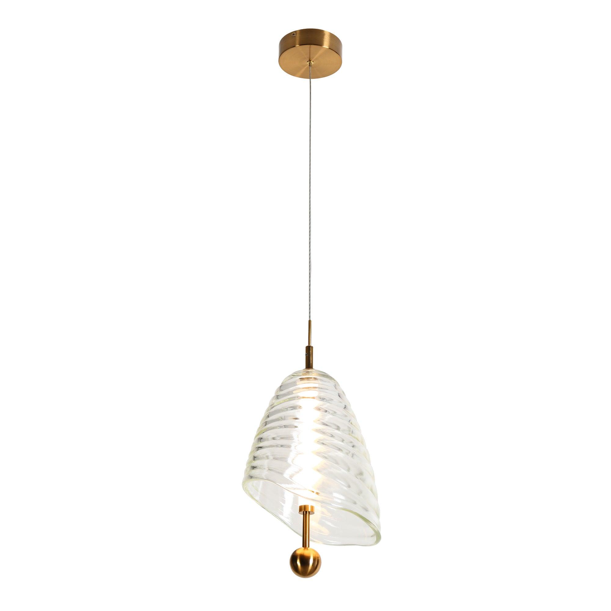 1-Light LED Resin Pendant Light Brass