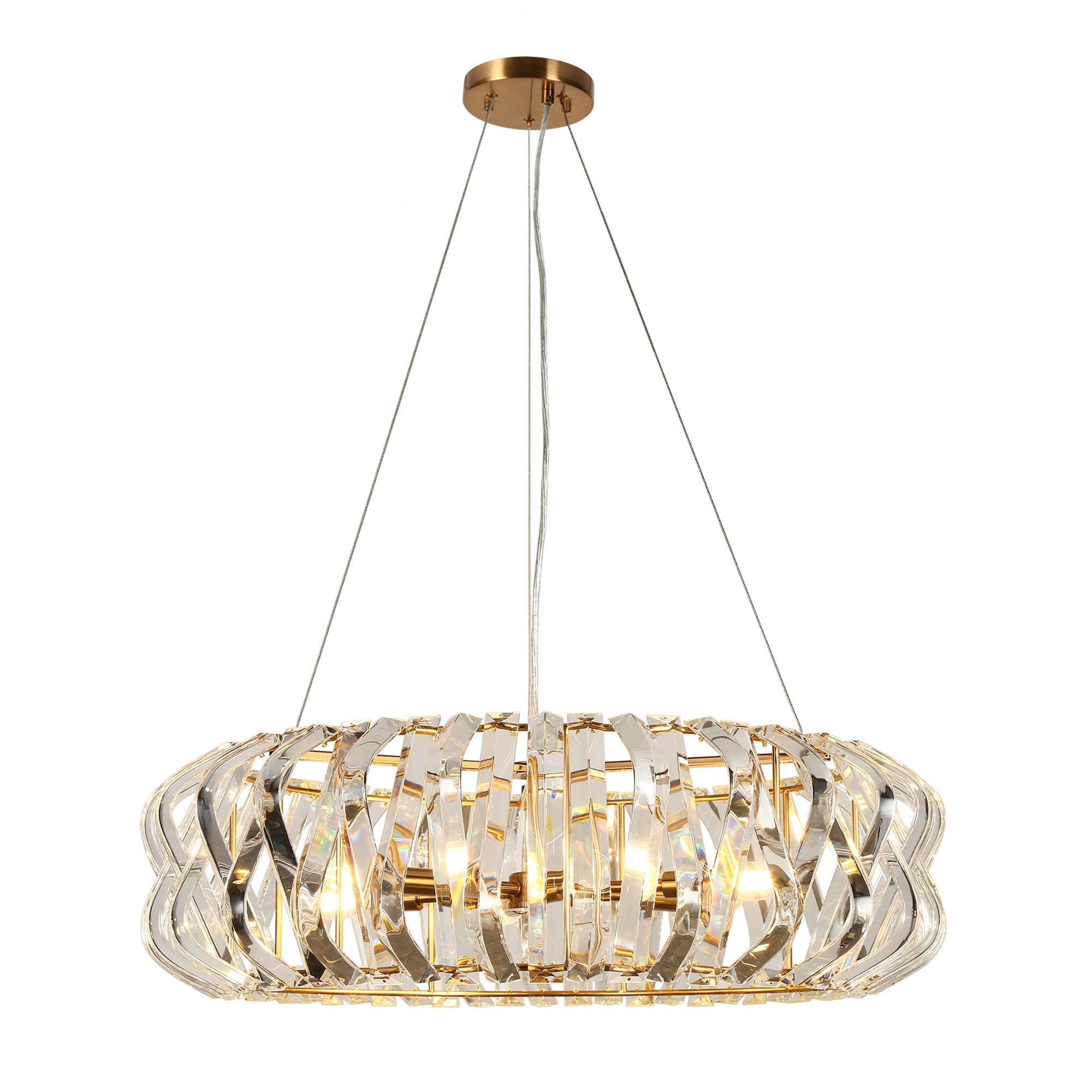 6-Light Drum Crystal Chandelier Lights