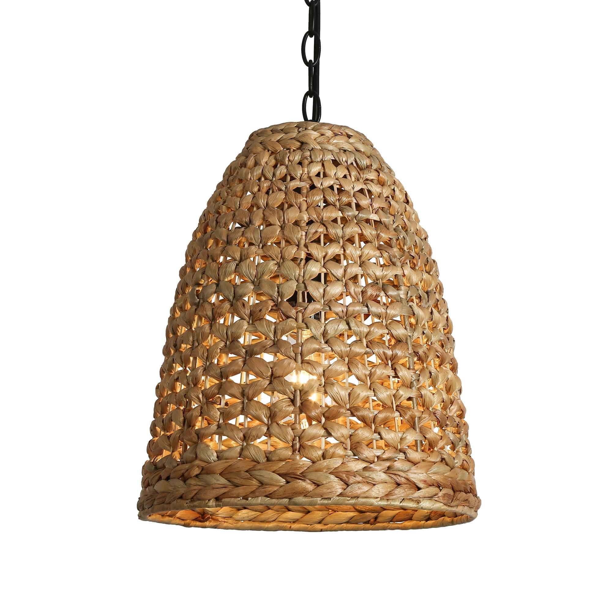 Holophankton 1-Light 13" Farmhouse Asian Rattan Pendant Light Fixtures