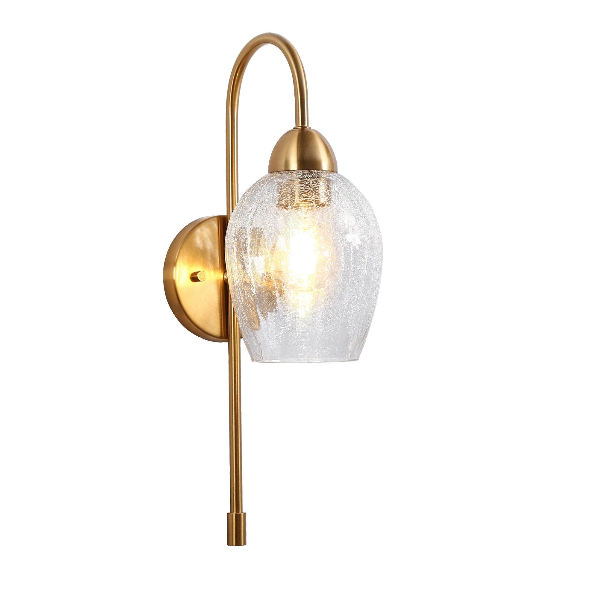 1-Light Gold Seeded Glass Wall Sconce