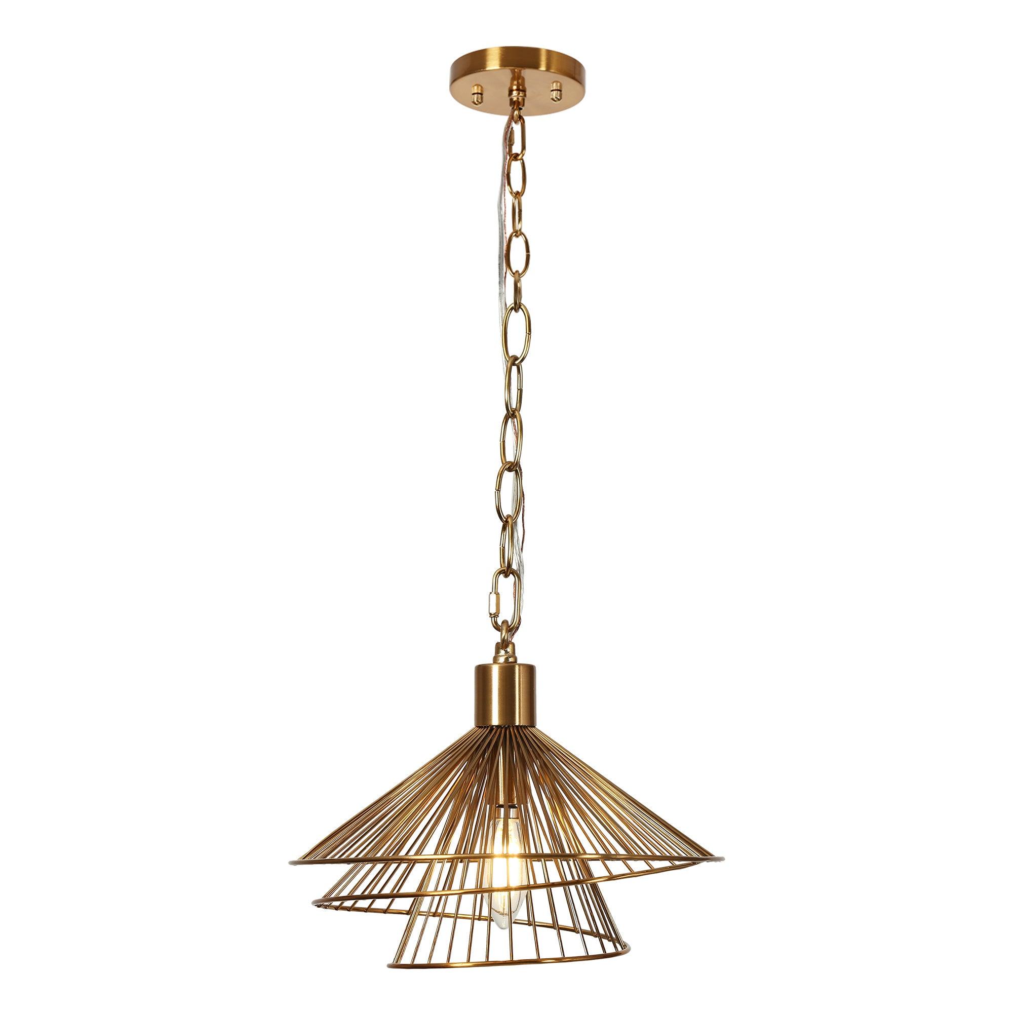 1-Light Gold Geometric Pendant Light
