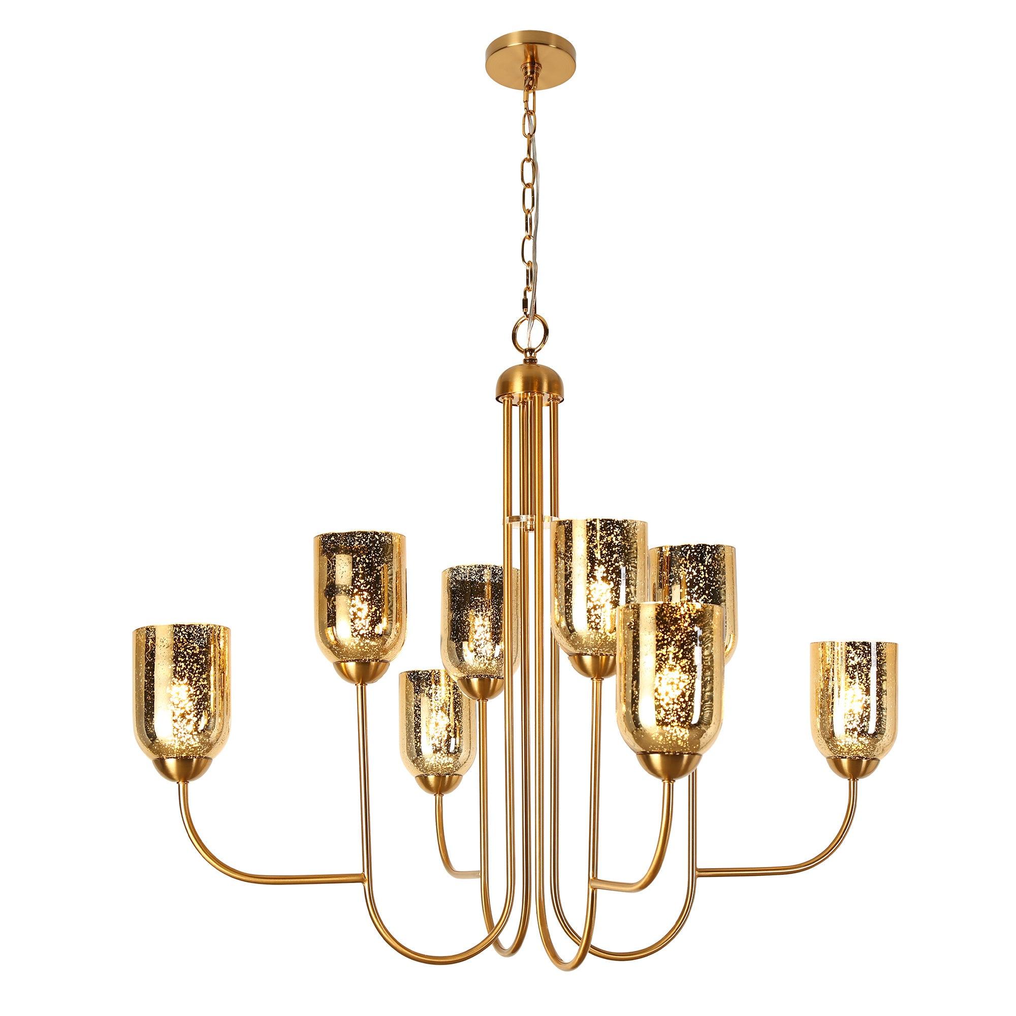 8-Light Gold Chandelier for Dining Room