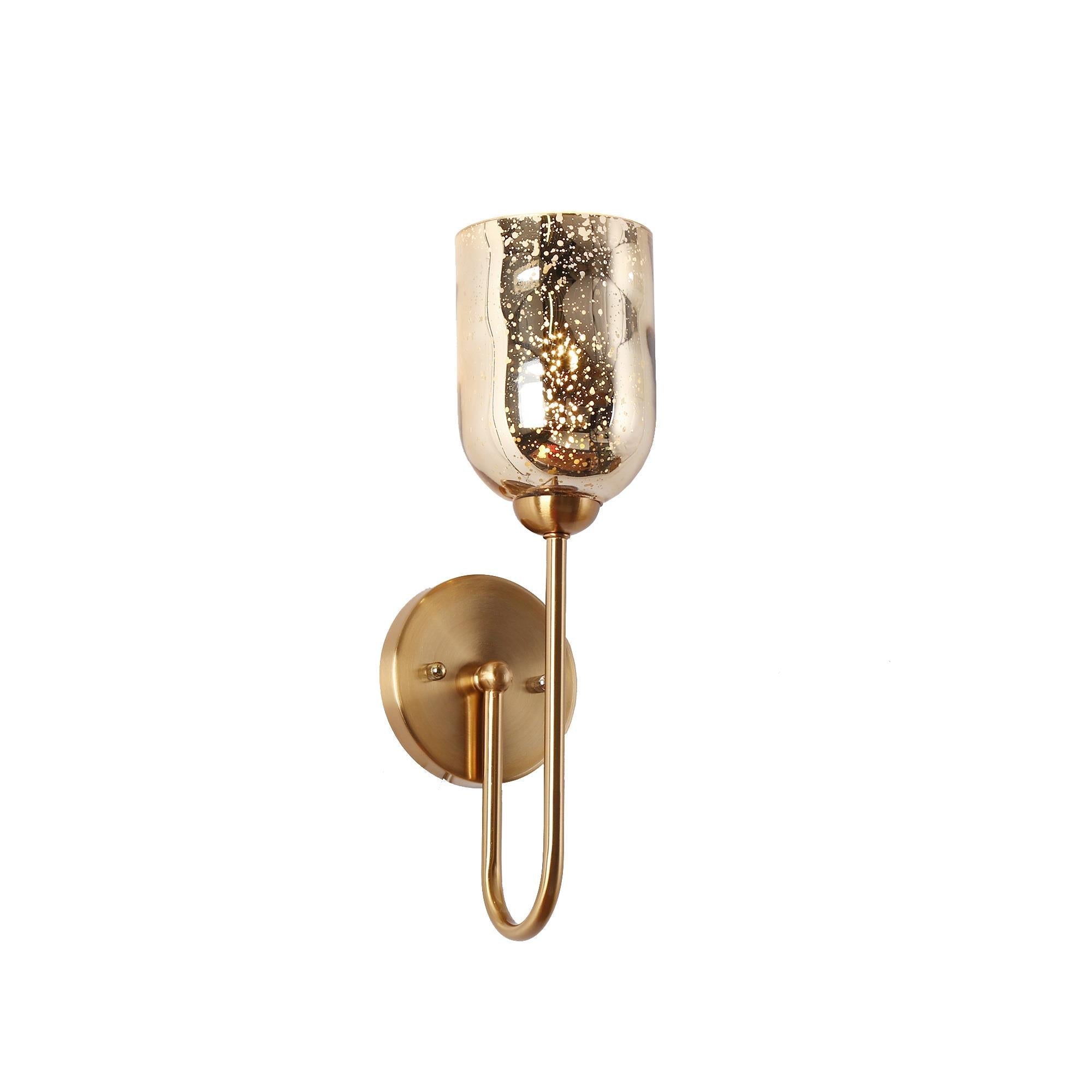 Nicomedes 1-Light Modern Gold and Mercury Glass Wine Wall Sconce