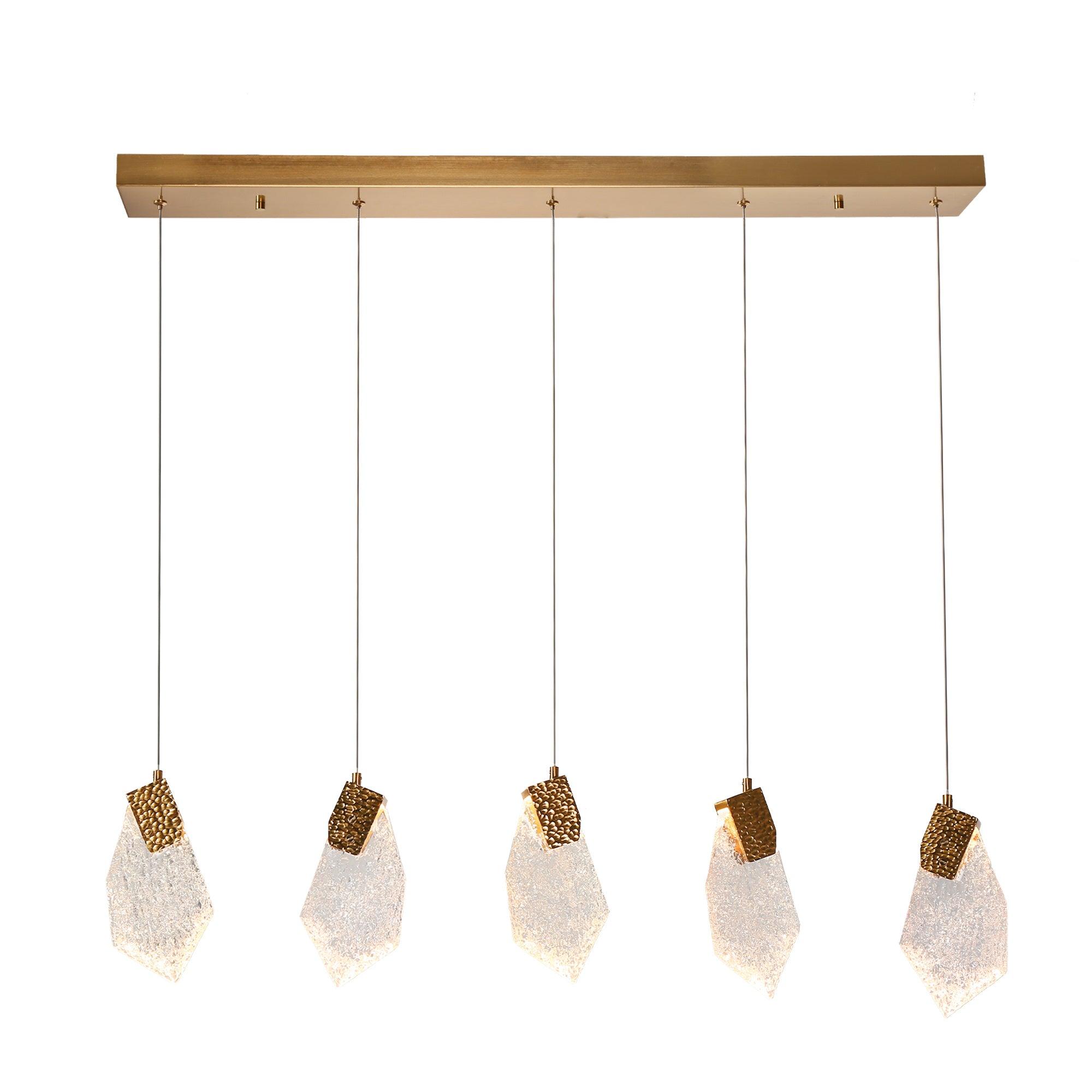 5-Light Gold LED Resin Chandeliers Kitchen Island Lights
