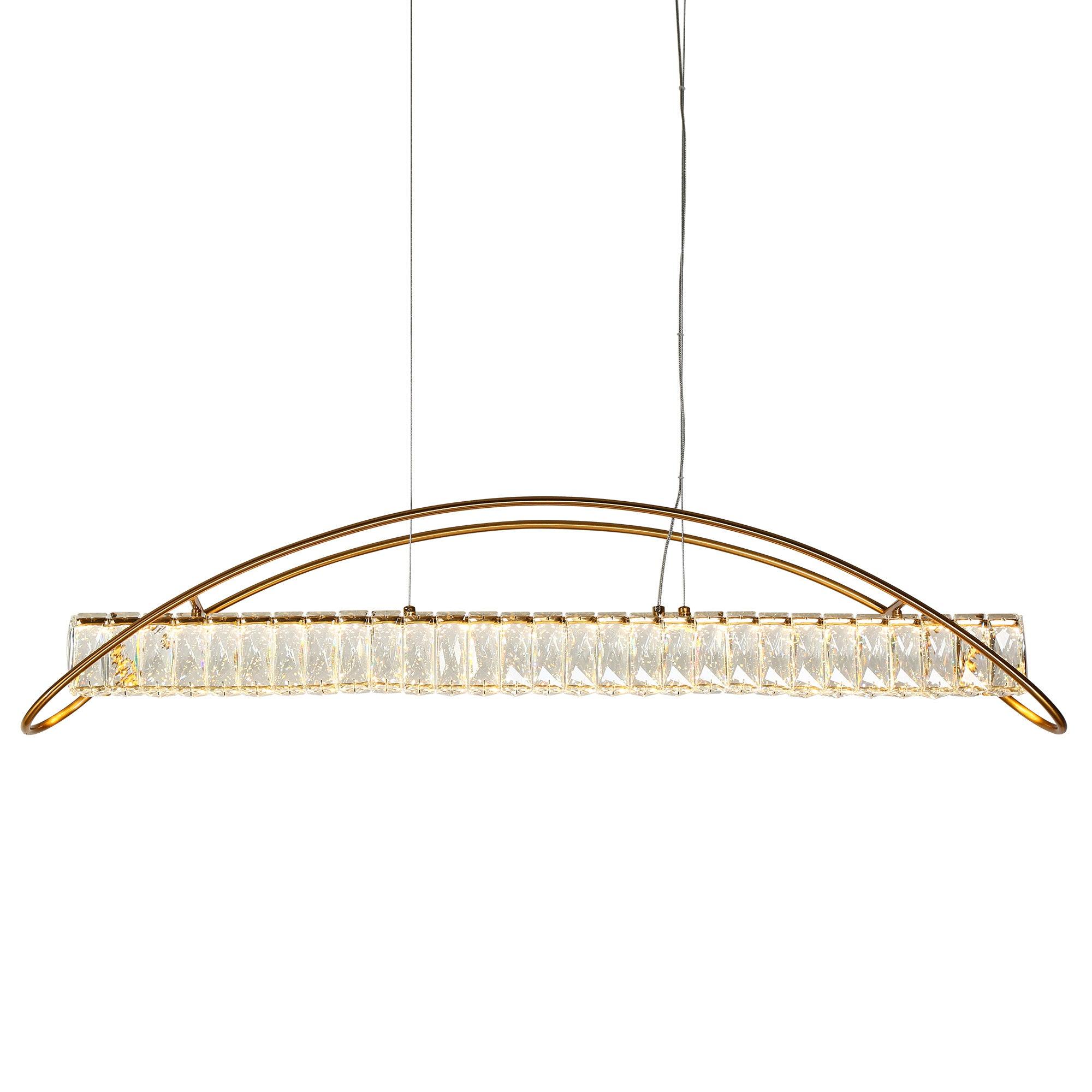 1-Light Gold LED Crystal Kitchen Island Chandelier