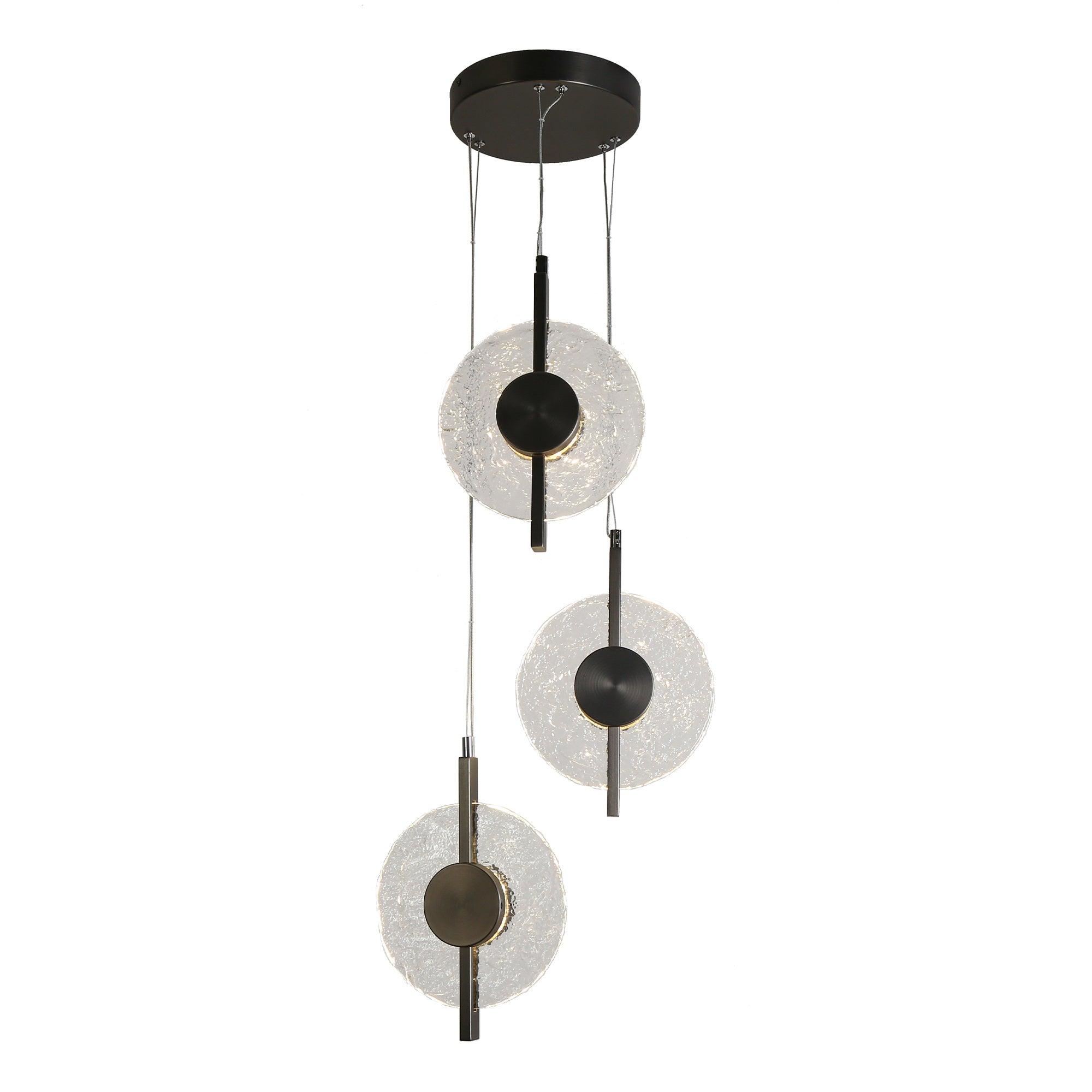 3-Light LED Black Cluster Glass Pendant Light