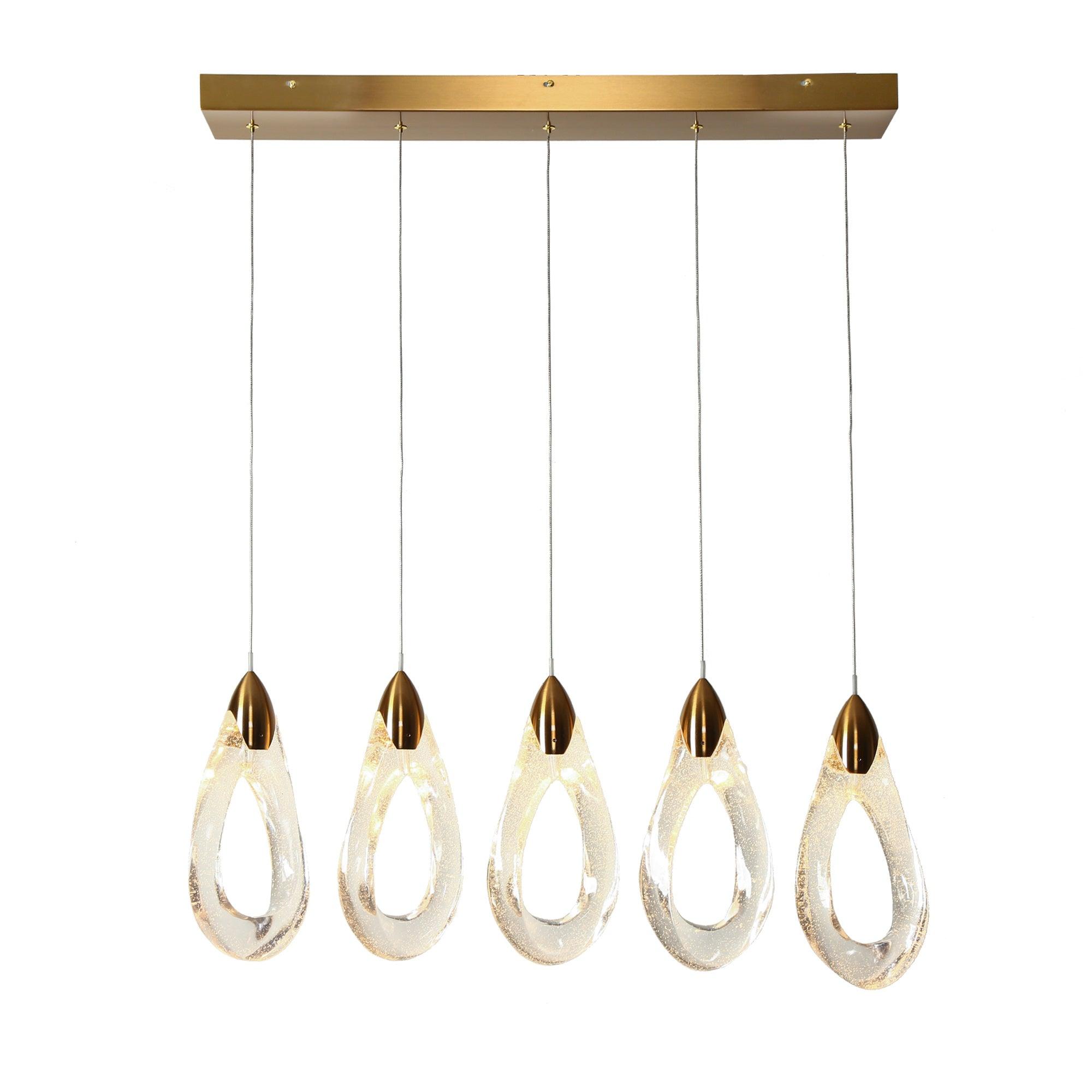 5-Light Gold LED Resin Kitchen Island Chandeliers Lights