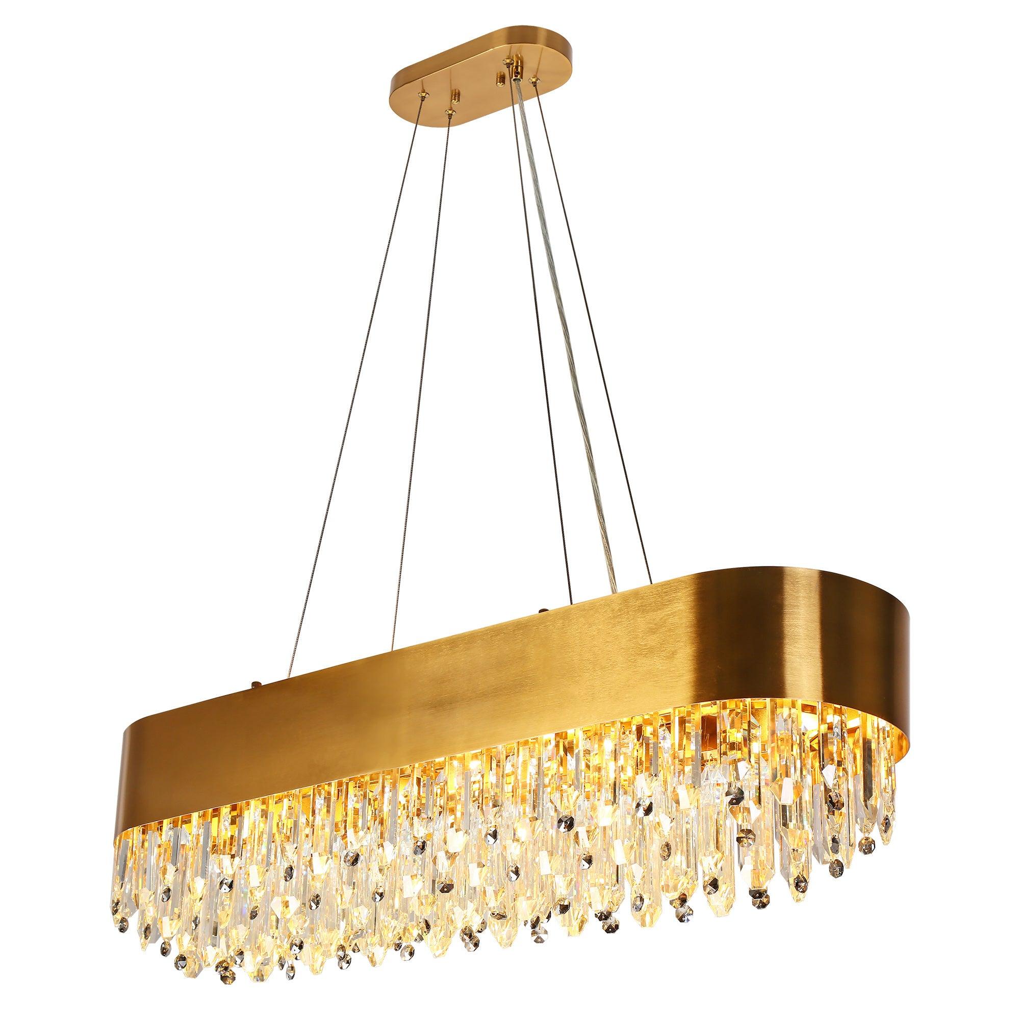 10-Light Gold Crystal Kitchen Island Chandeliers