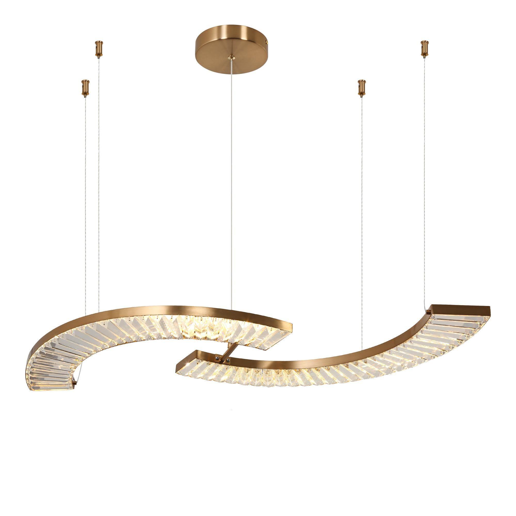 LED Gold Crystal Kitchen Island Chandelier