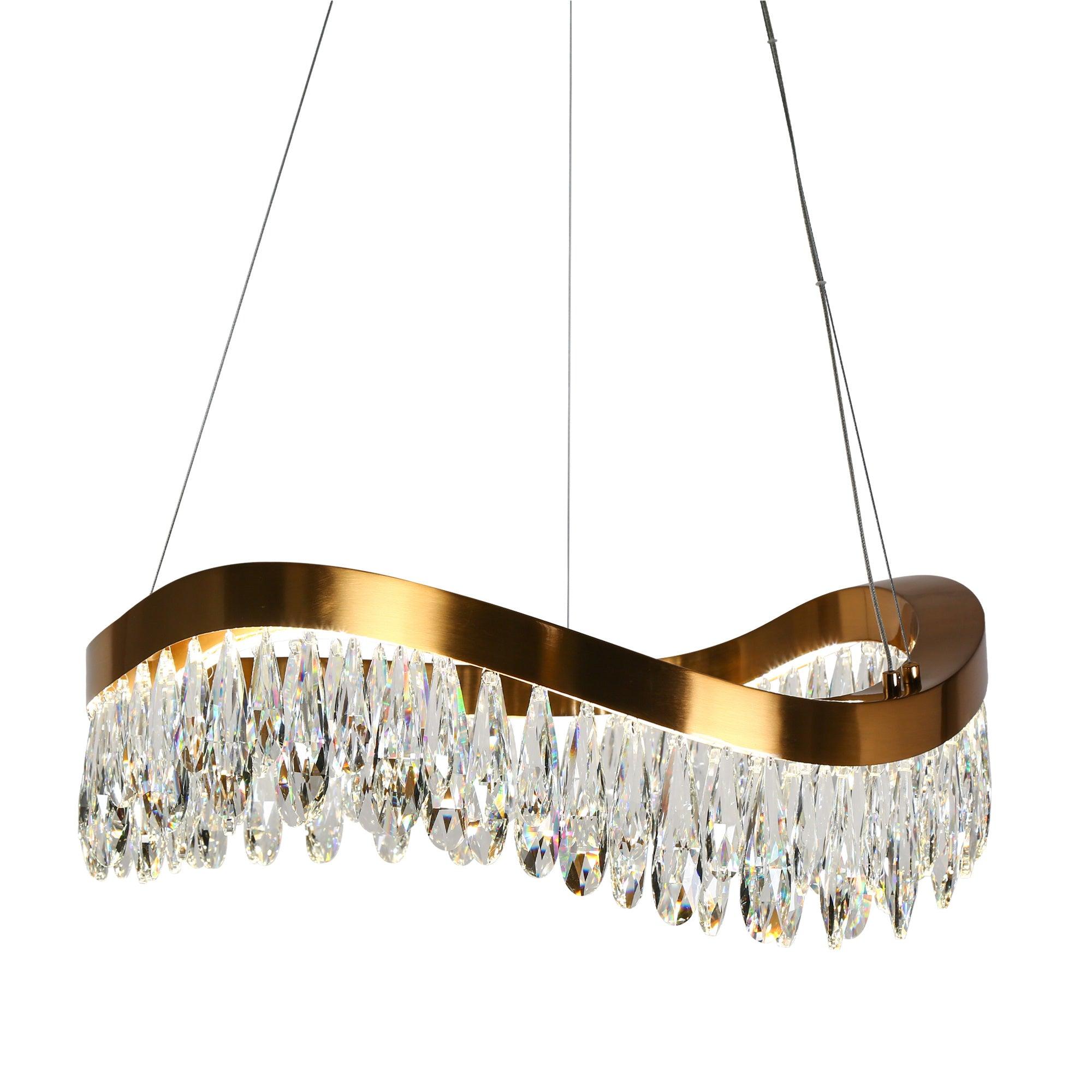 Crystal Drum LED Gold Chandelier Lights