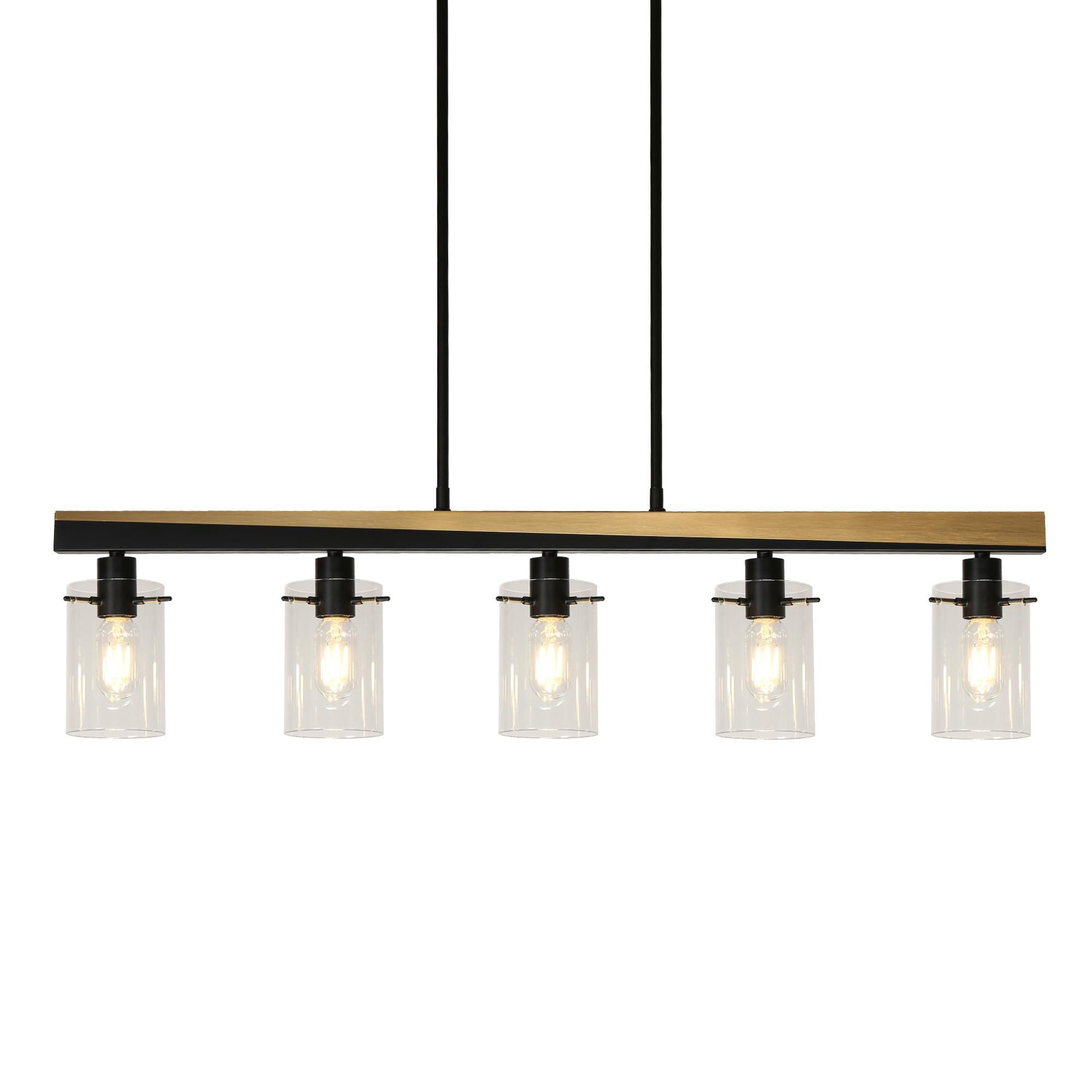 Fagerlund 5-Light 39-in Black Linear Kitchen Island Light