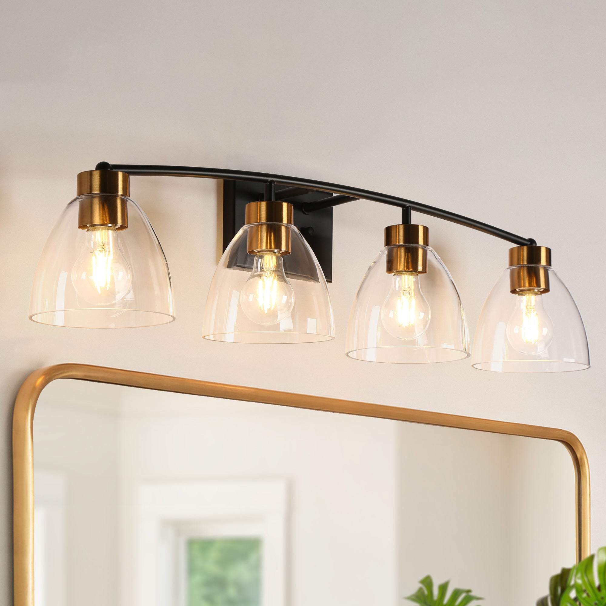 Jacqueling 4-Light Black and Brass Vanity Light