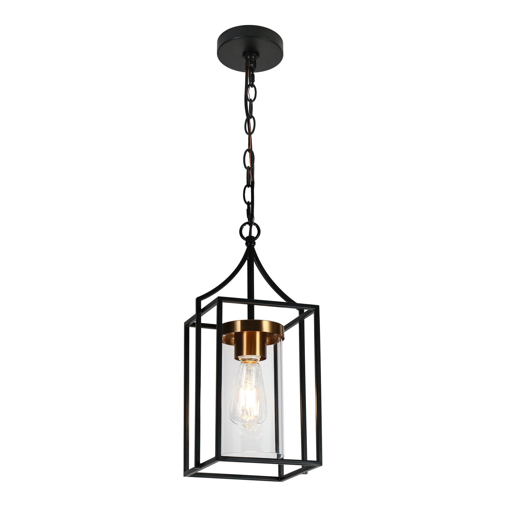 Gordios 1-Light 8" Black Modern Square Pendant Light Fixtures