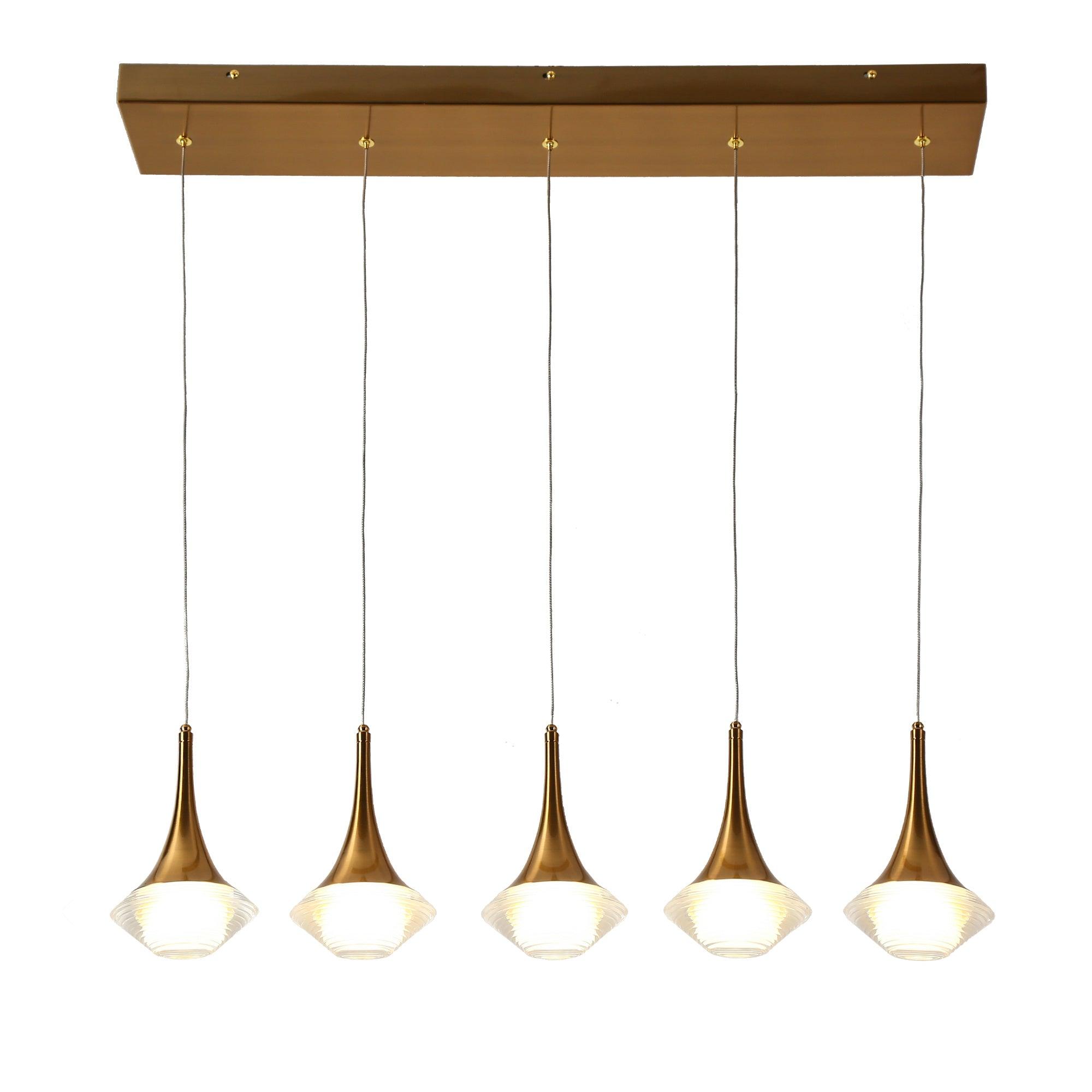 Gold Crystal LED Linear Kitchen Island Chandeliers