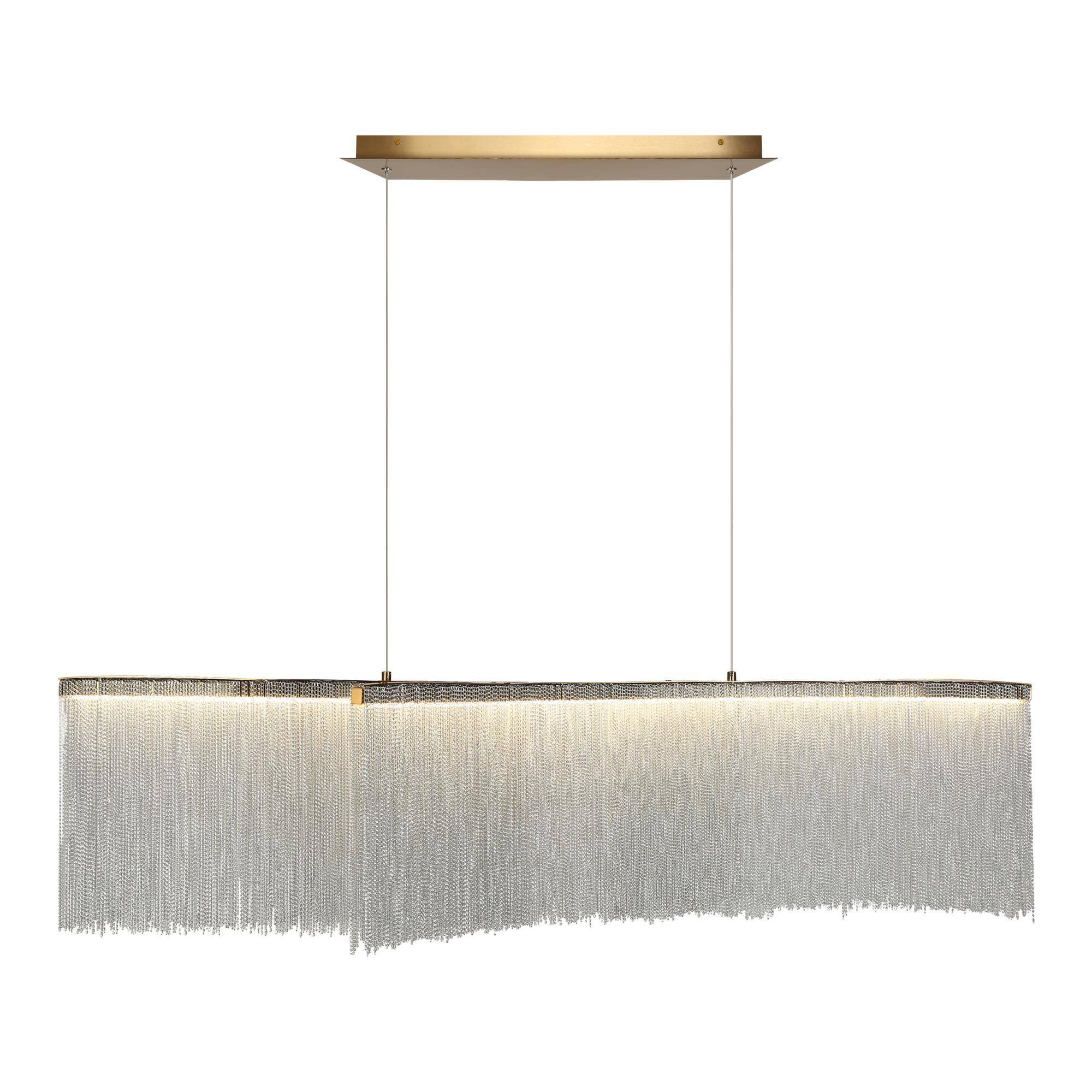 2-Light LED Gold Chain Tassel Linear Kitchen Island Chandeliers