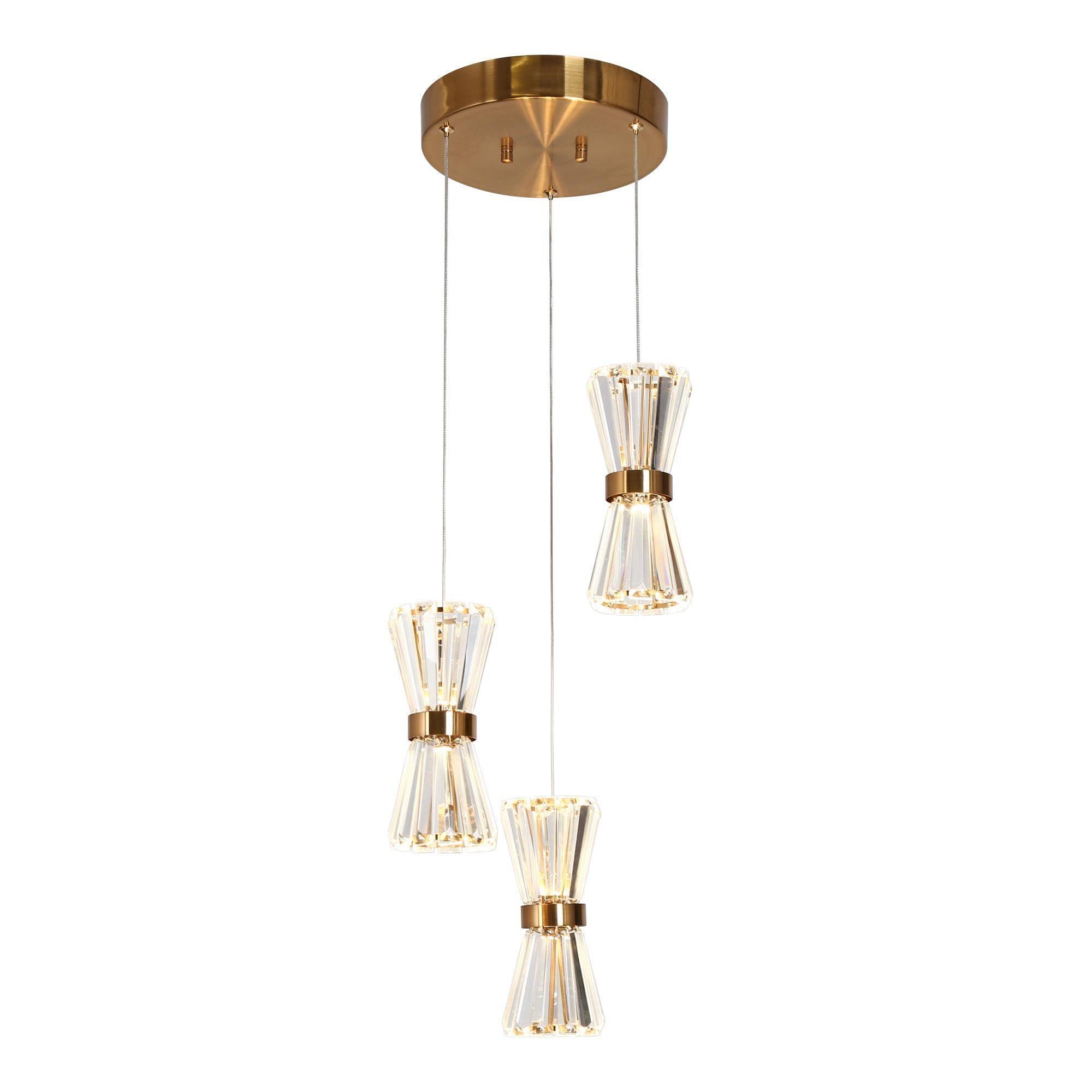 3-Light Crystal Cluster LED Chandelier Pendant Lights