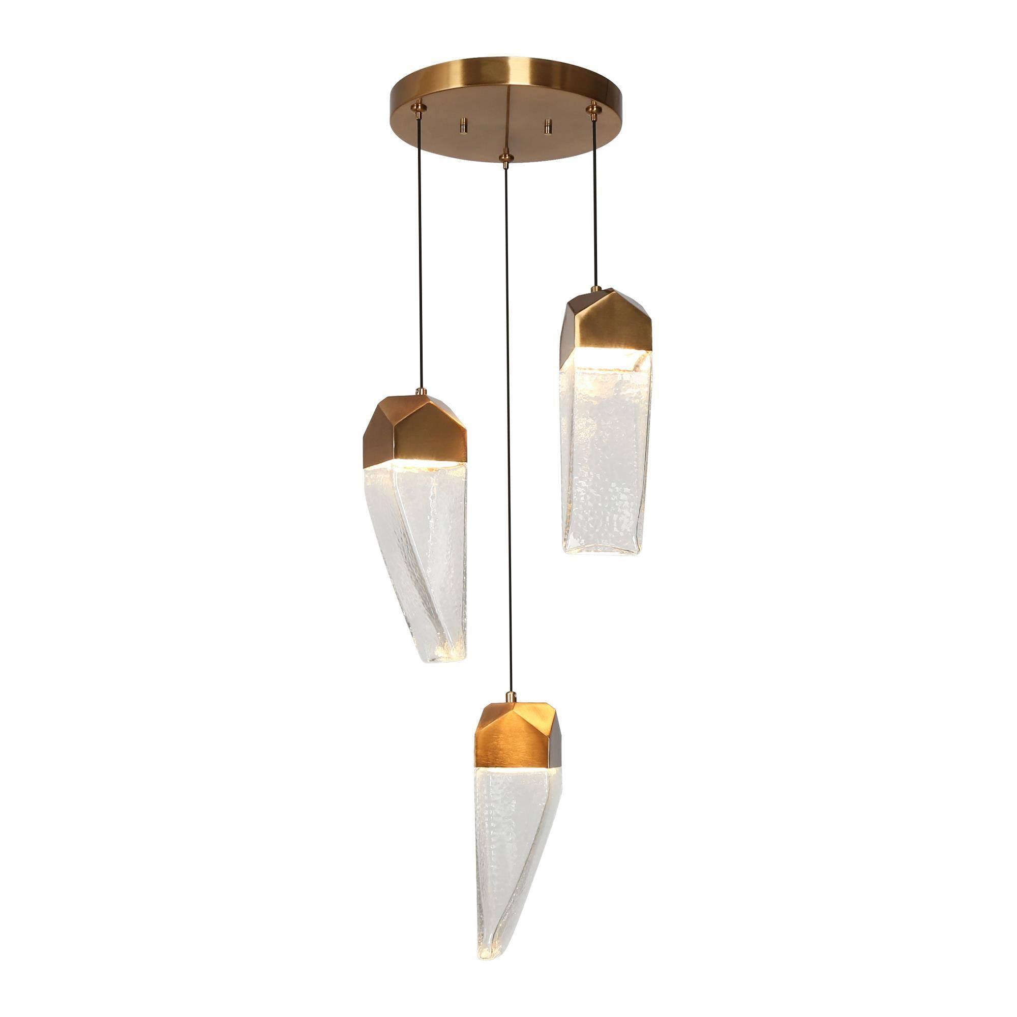 3-Light Crystal Cluster LED Chandelier Pendant Lights