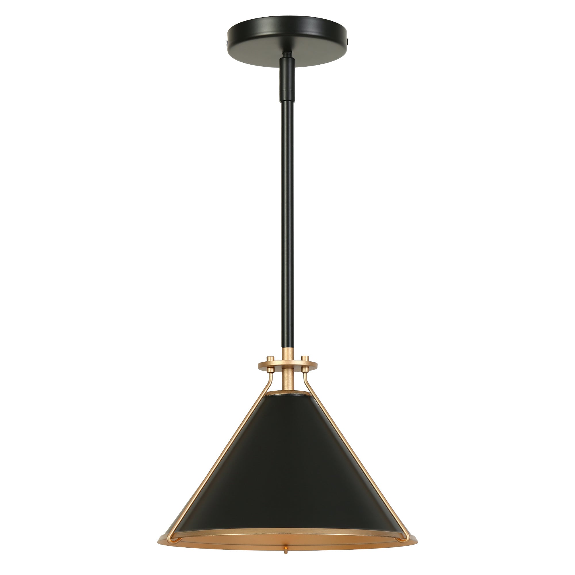 1-Light 11" Black and Gold Modern Dome Pendant Light Fixtures