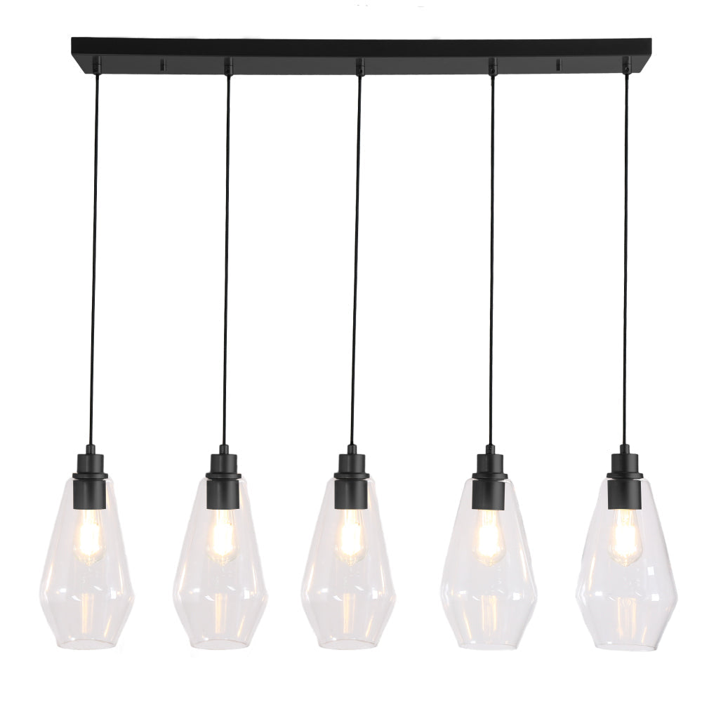 Astralithos 5-Light 42-in Black Modern Cluster Glass Kitchen Island Light