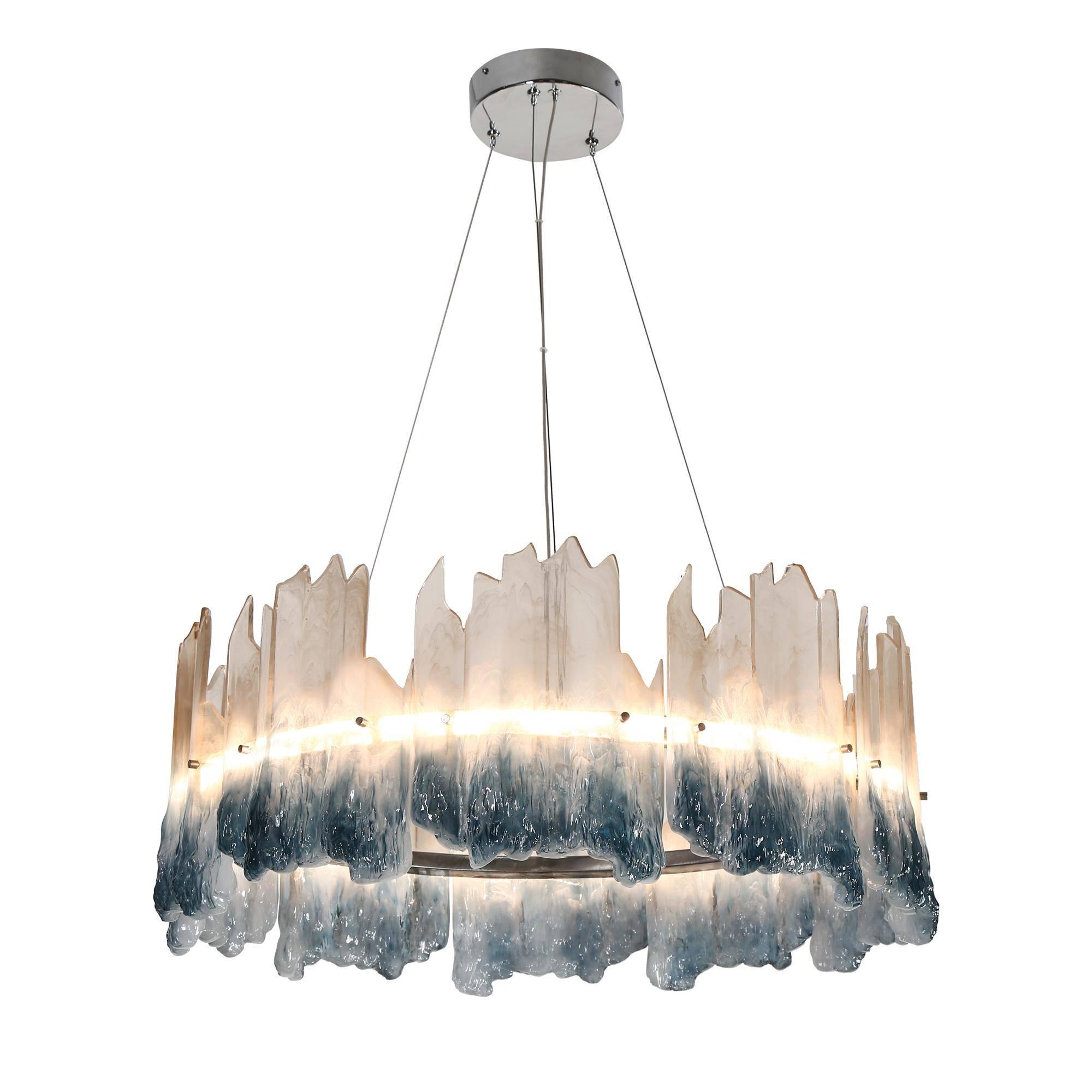 1-Light LED Blue Drum Chandeliers Lights