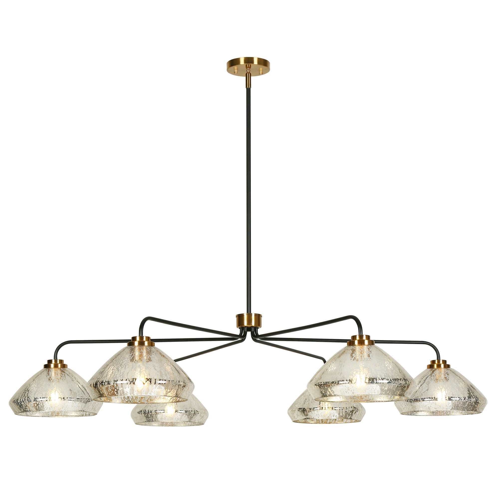 6-Light Oversized Black and Brass Chandelier