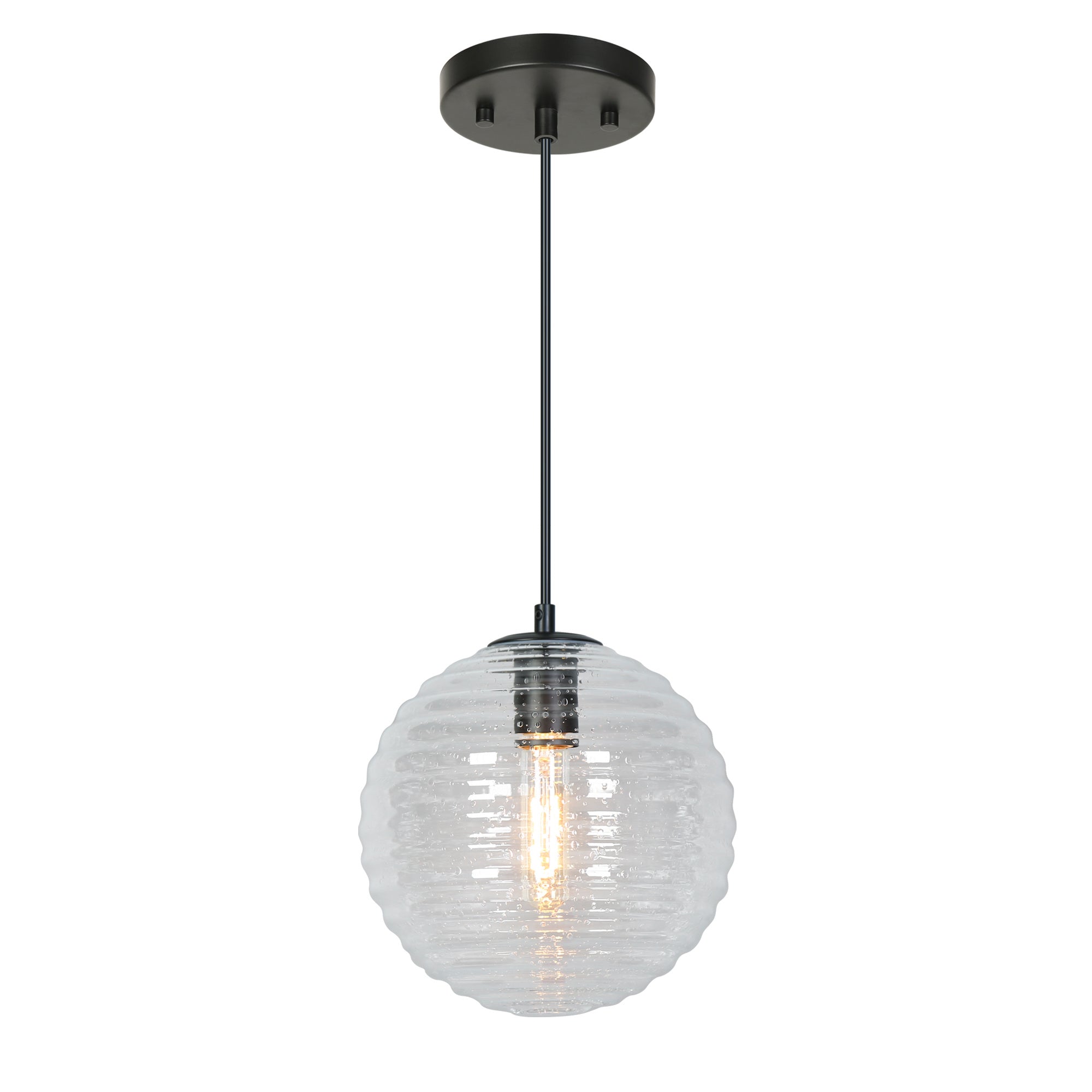 1-Light 9" Black Modern Globe Pendant Light Fixtures