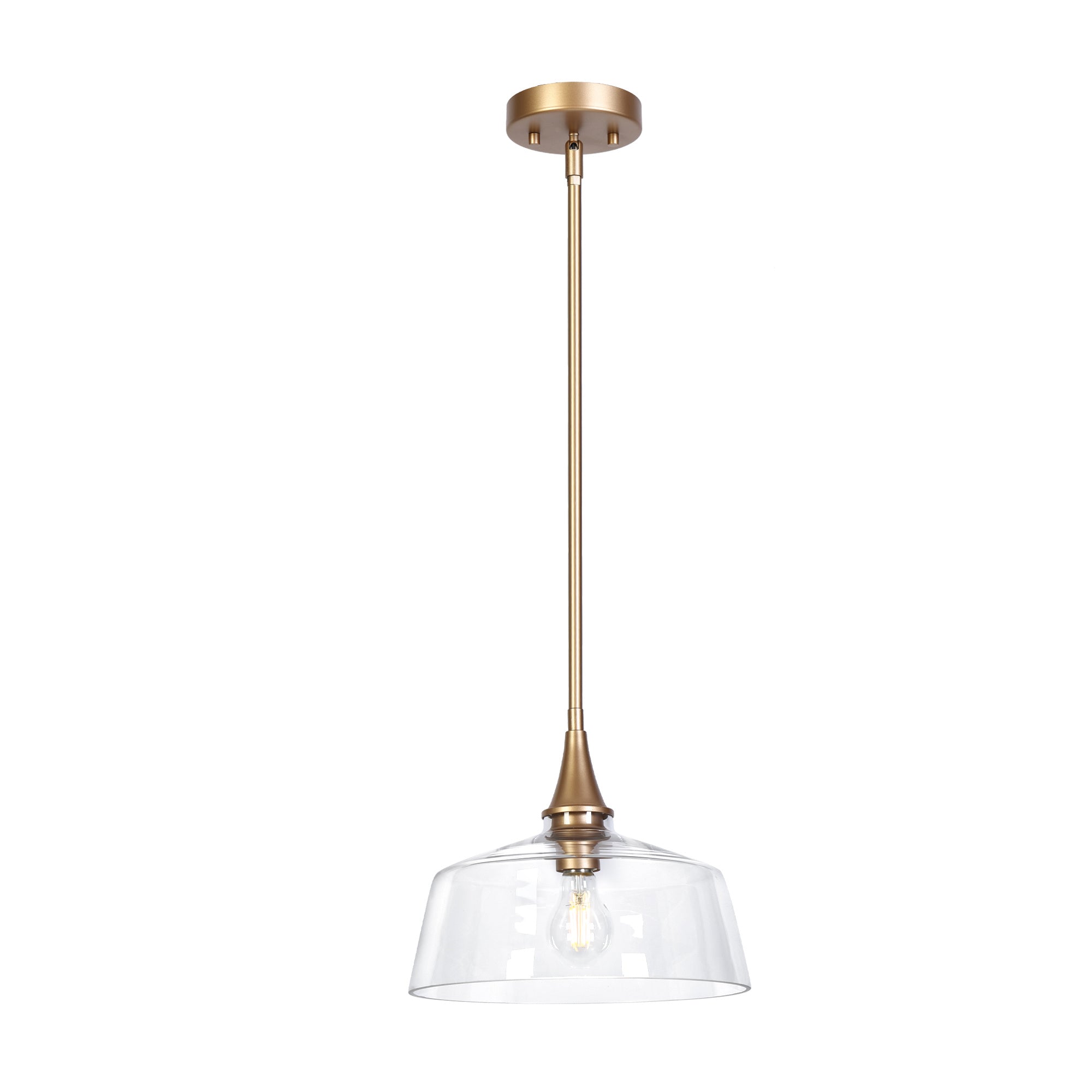 Modern 1-Light Clear Glass Gold Brass Pendant Light